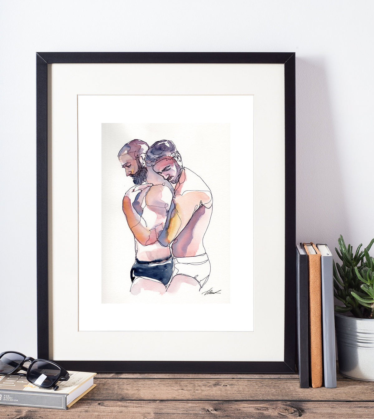 Morning Snuggles – 5x7" Original Ink & Watercolor Artist Brenden Sanborn