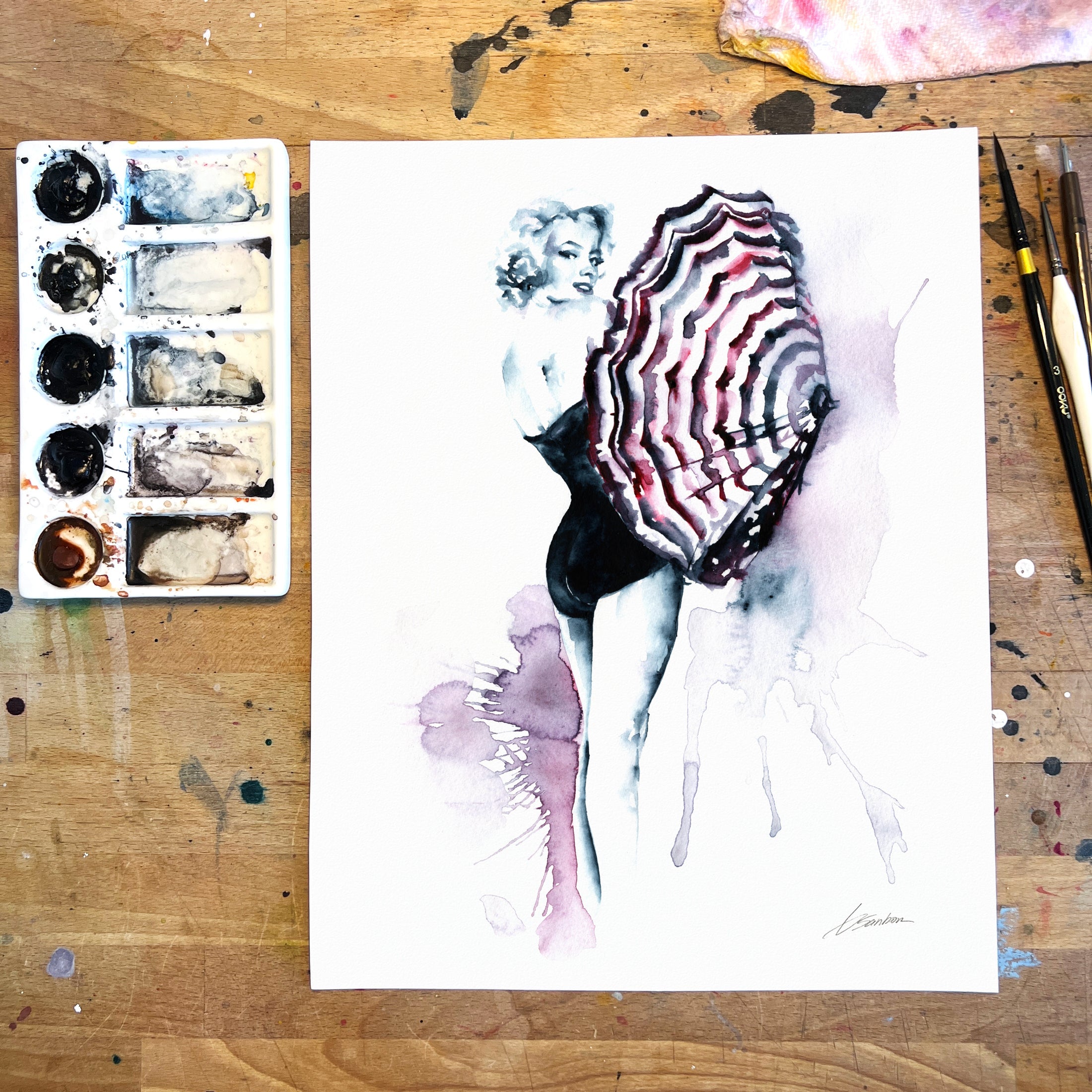 Twist of Glamour – 11x14" Original Watercolor Artist Brenden Sanborn