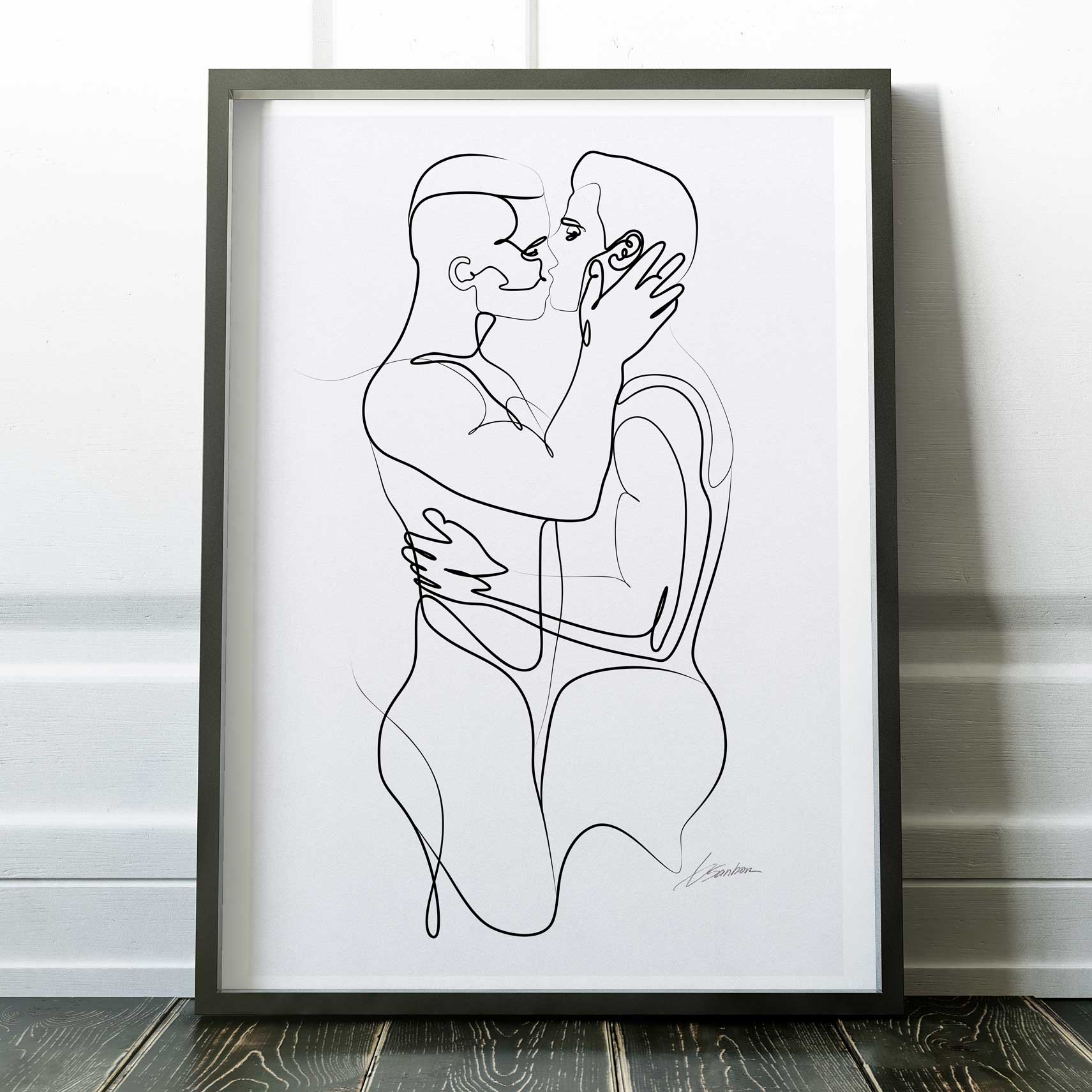 Male Lovers in One Line – Art Print Artist Brenden Sanborn