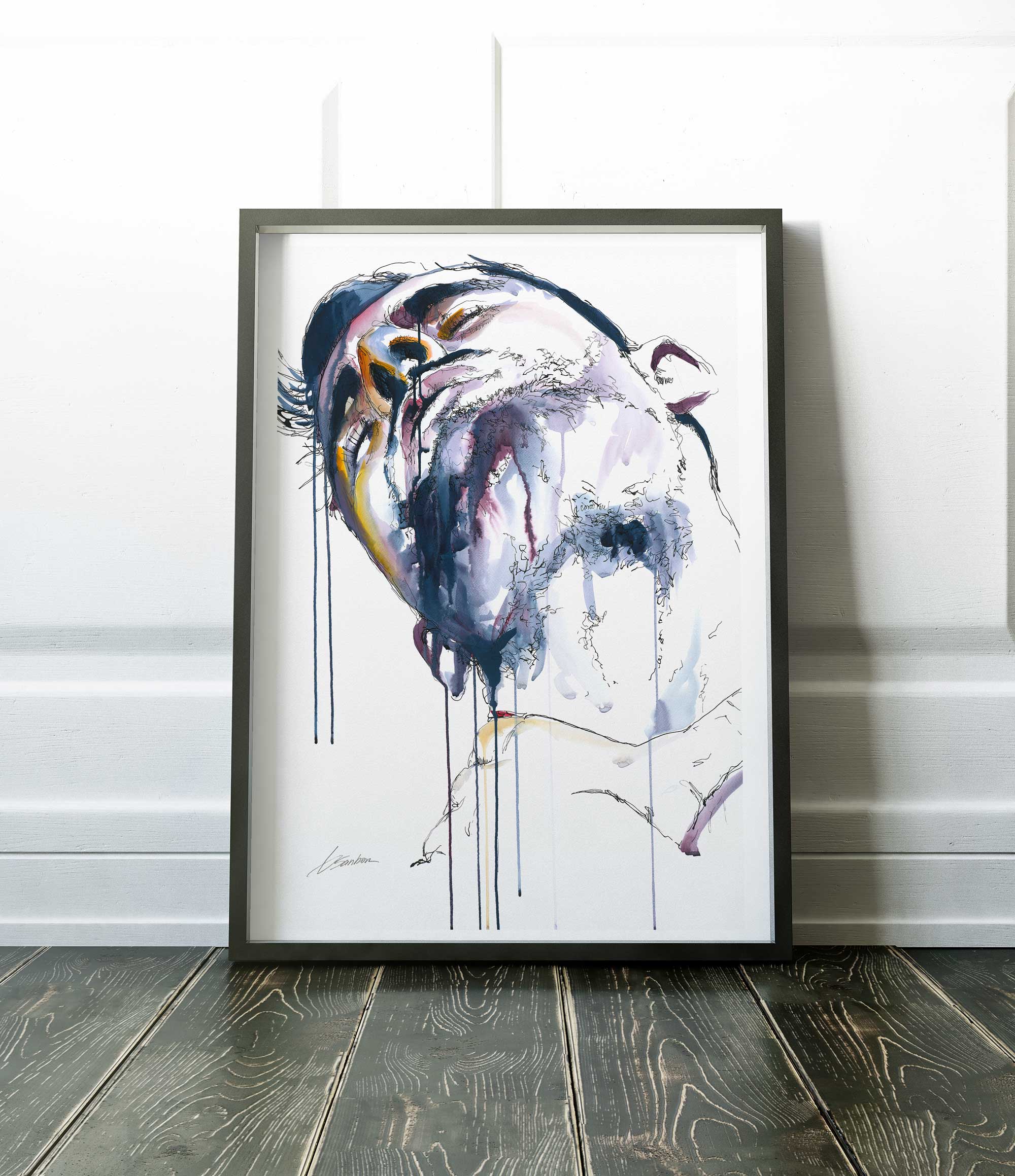 Man in Shower: Washing Neck with a Glimpse of Sensual Lust - Art Print Artist Brenden Sanborn