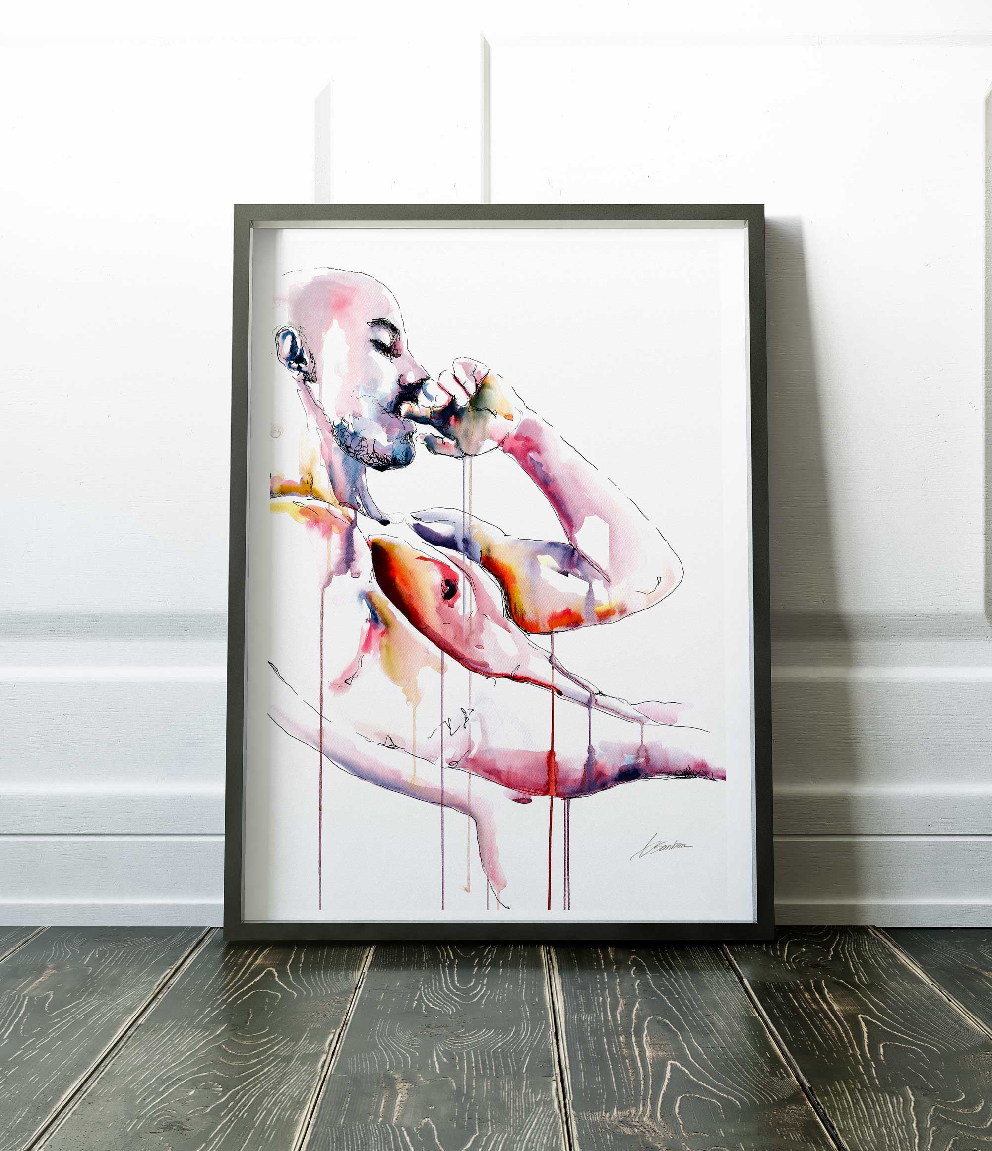 Relaxed Elegance a Bare Chest and Arm Resting in Quiet Repose - Art Print Artist Brenden Sanborn