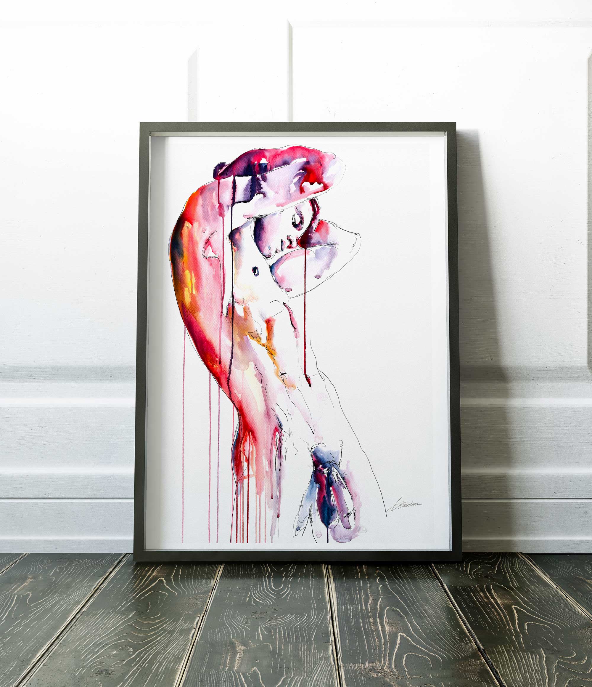 Curved Form Bare Body Arching in Sensual Movement - Art Print Artist Brenden Sanborn