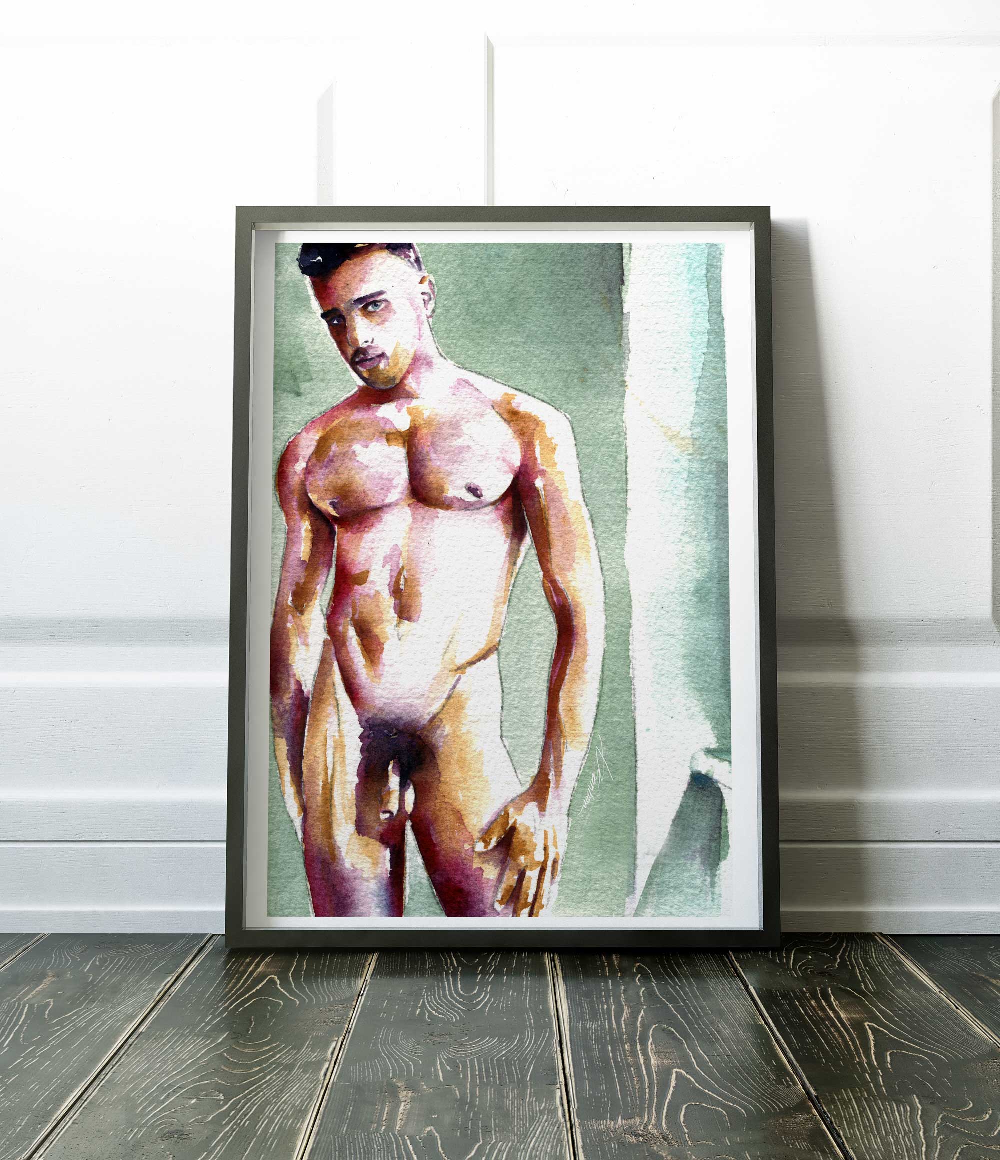 Standing Nude Male with Soft Expression - Art Print Artist Brenden Sanborn