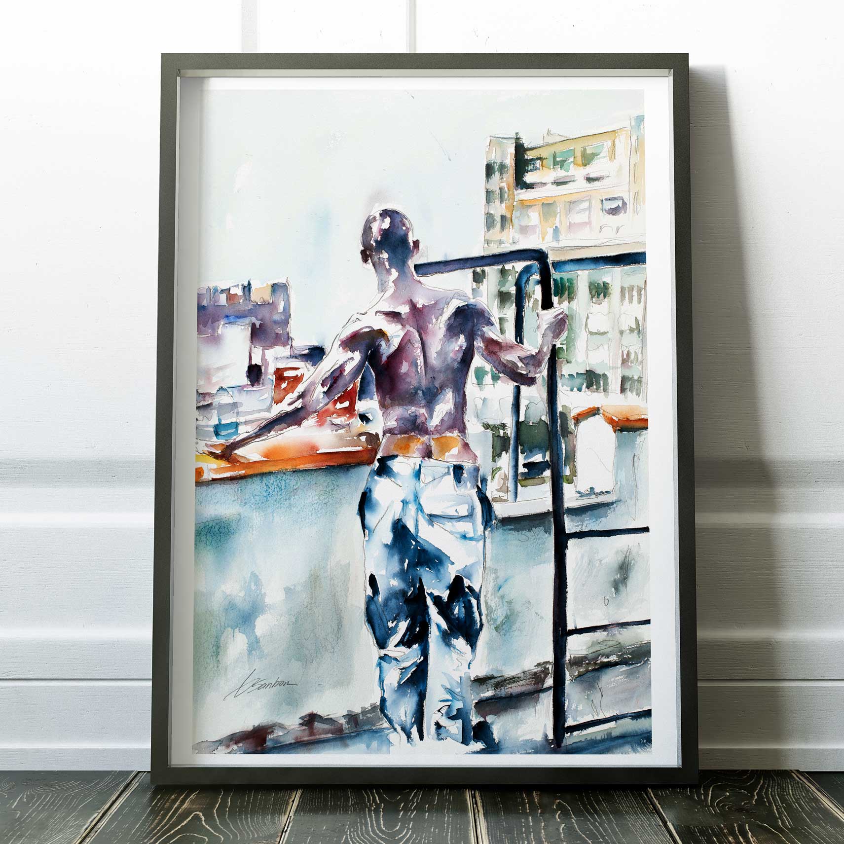 Back Muscles City View and a Hint of Booty – Art Print Artist Brenden Sanborn