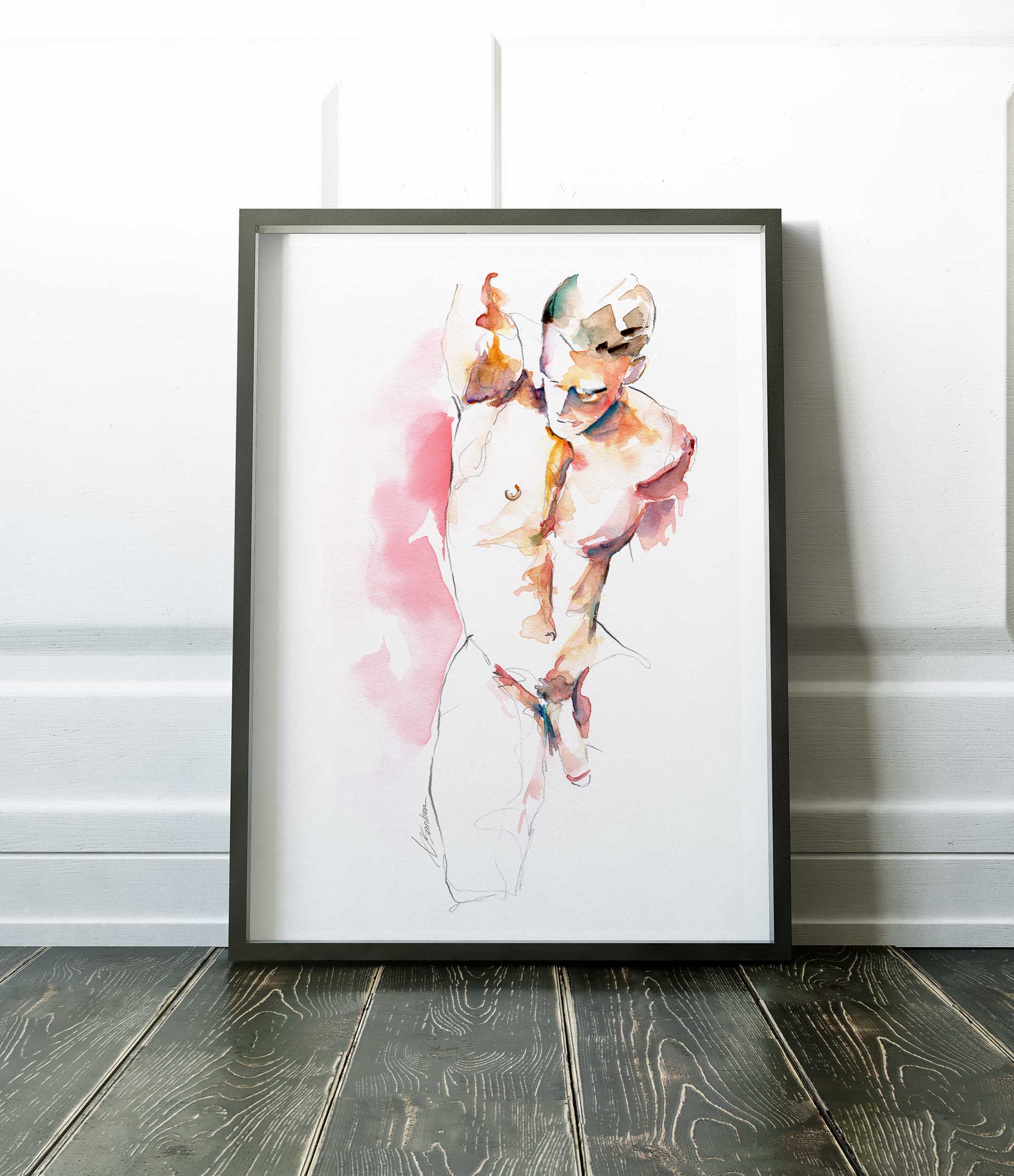 Fluid Male Form in Gentle Motion - Art Print Artist Brenden Sanborn