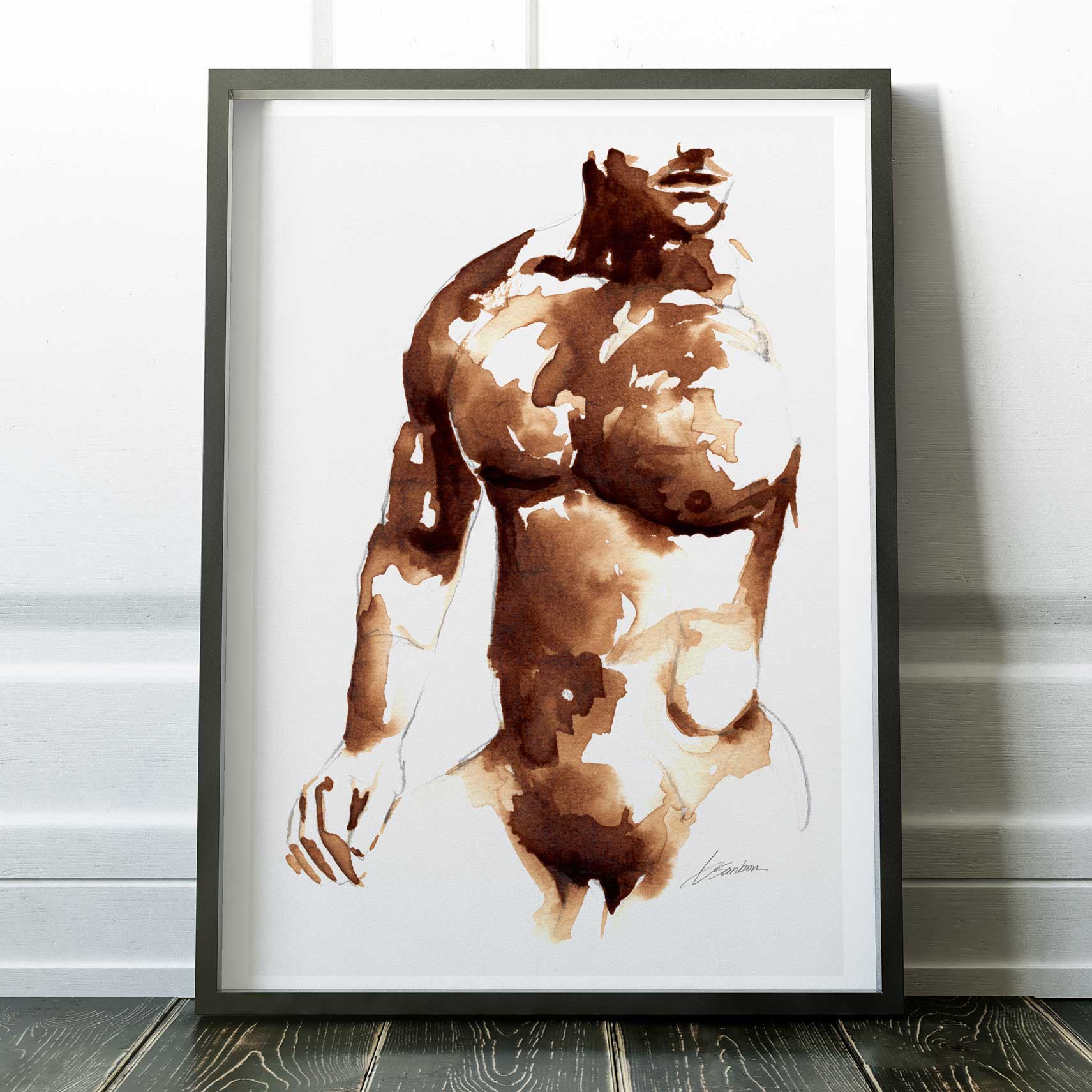 Coffee-Toned Male Torso - Art Print Artist Brenden Sanborn