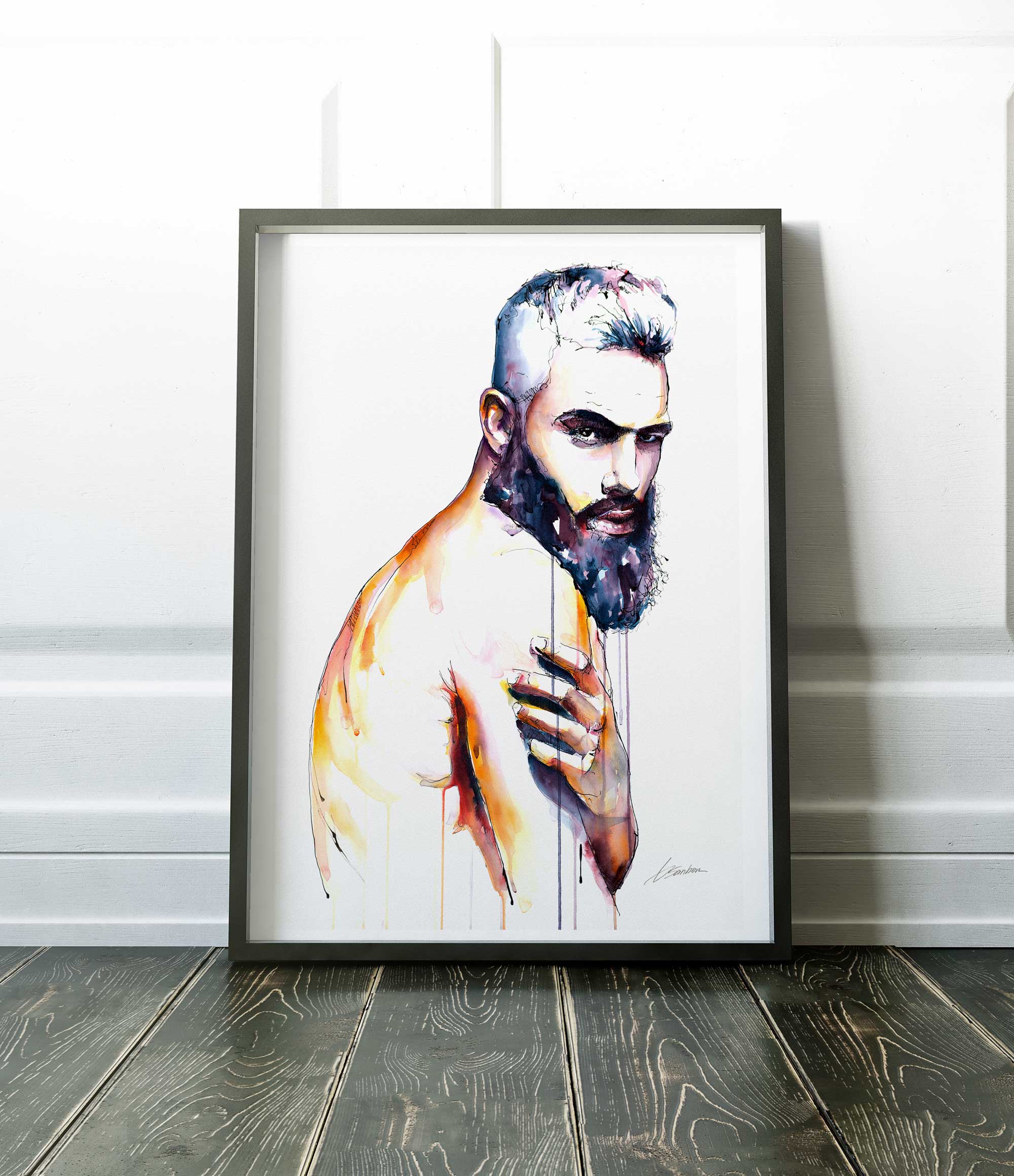 Bearded Male Figure in a Moment of Silent Strength - Art Print Artist Brenden Sanborn