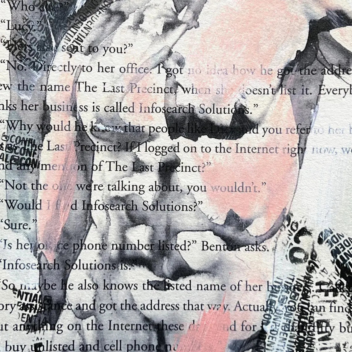 Set of 5 Male Figure Prints on Recycled Book Pages – Art Prints Artist Brenden Sanborn
