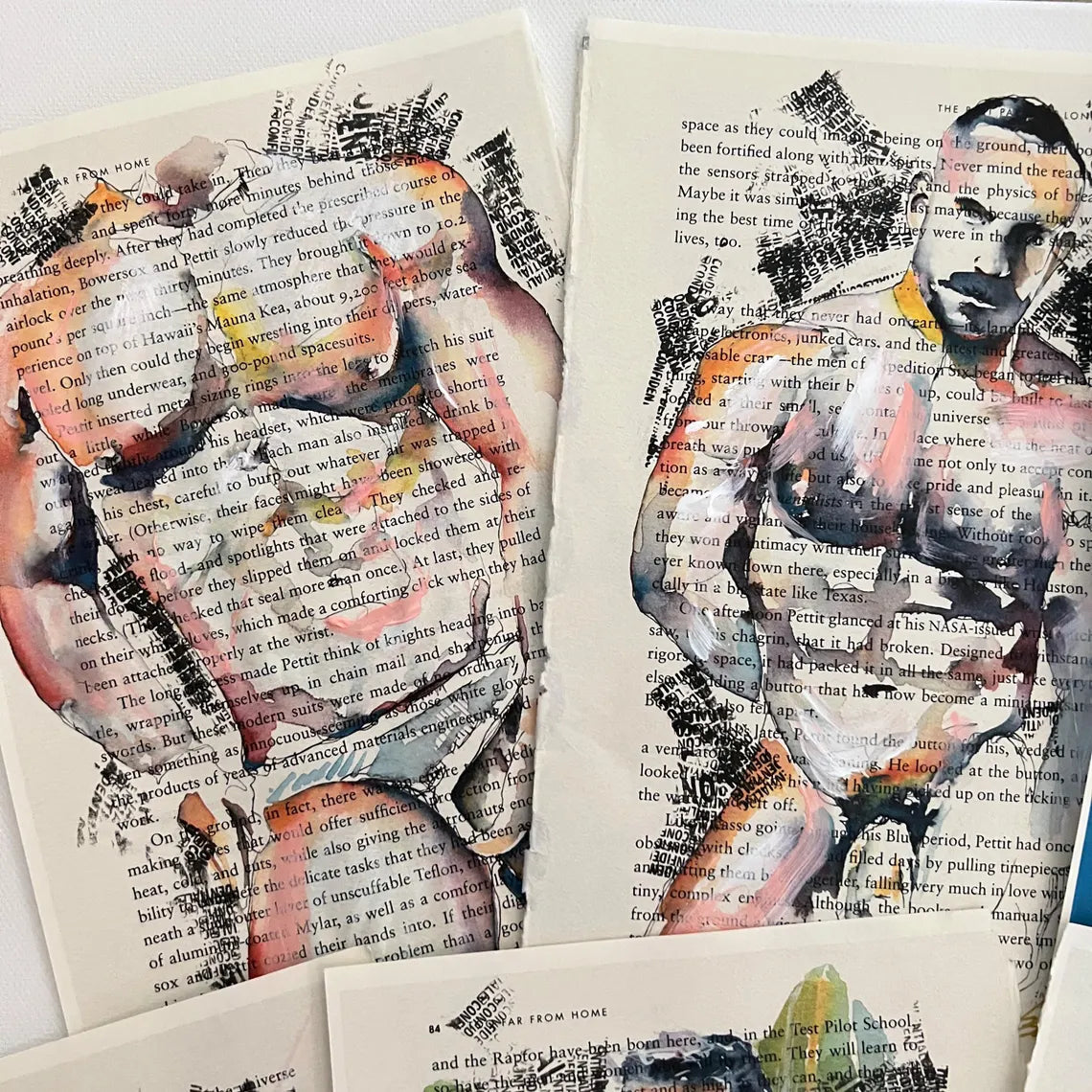 Whispers of Ink – 10 Male Figure Book Page Art Prints Artist Brenden Sanborn
