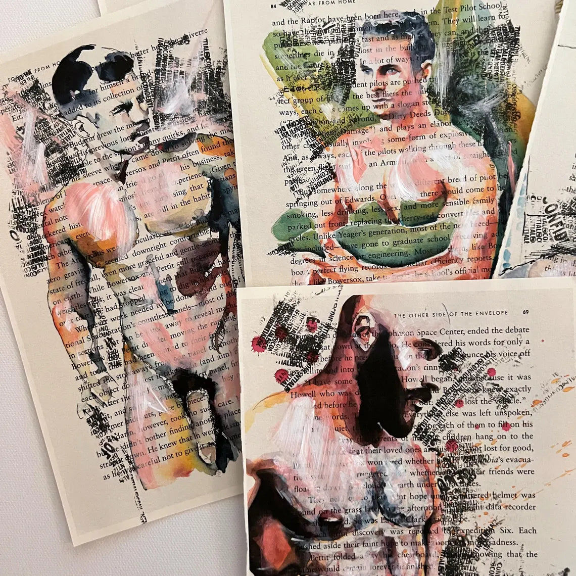 Whispers of Ink – 10 Male Figure Book Page Art Prints Artist Brenden Sanborn
