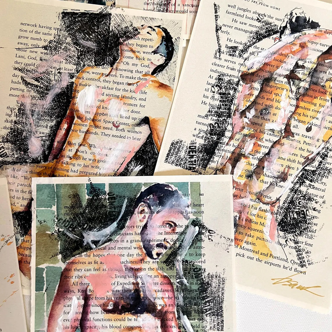 Whispers of Ink – 10 Male Figure Book Page Art Prints Artist Brenden Sanborn
