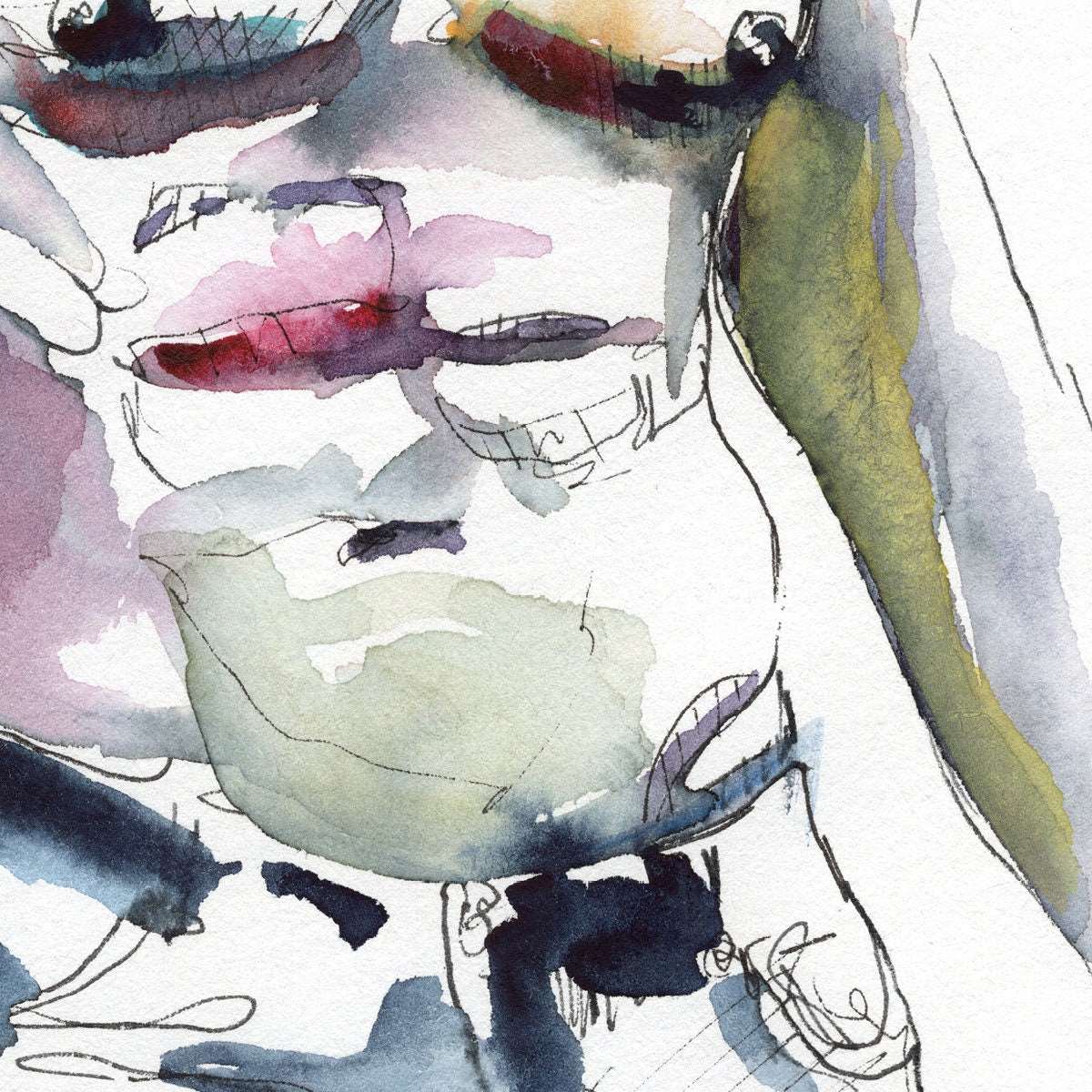 Blue Jeans and Beard - Original Watercolor Painting Artist Brenden Sanborn