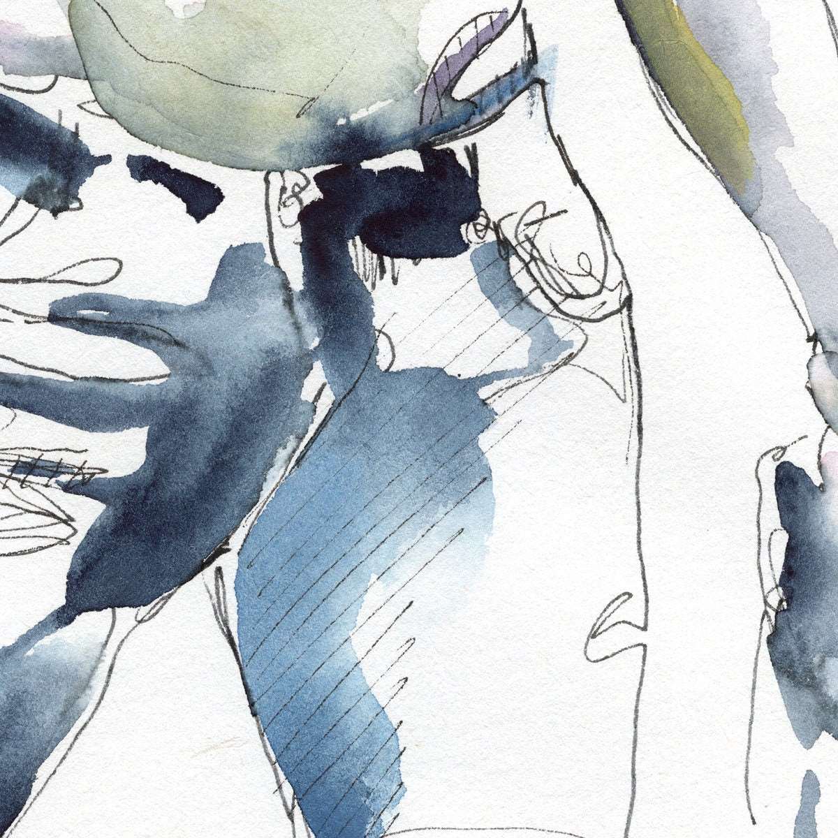 Blue Jeans and Beard - Original Watercolor Painting Artist Brenden Sanborn