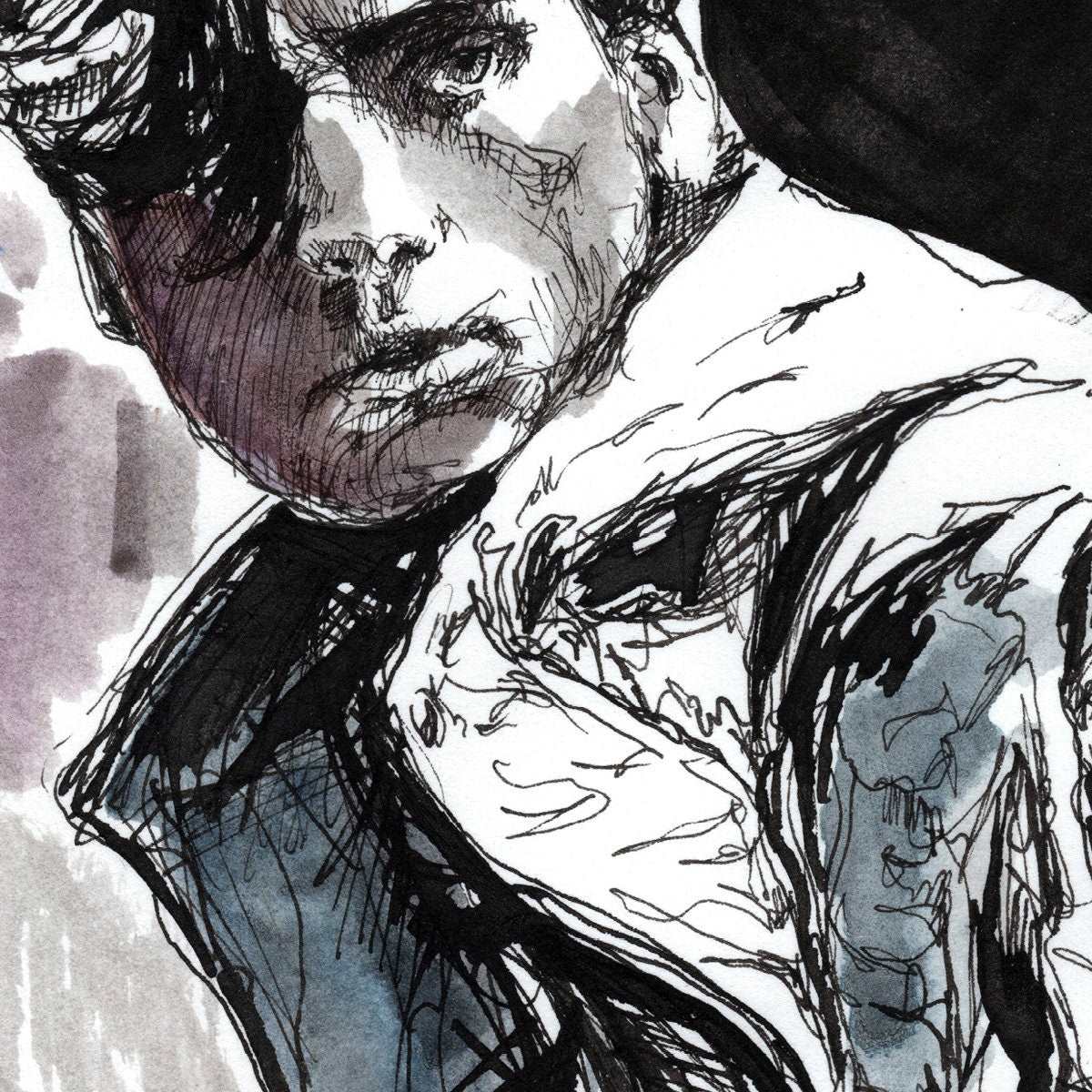 I Saw Him in London - Original Ink on Paper Artist Brenden Sanborn