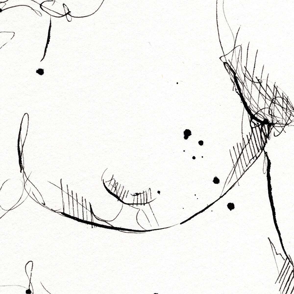 Handsome Bearded Muscle Guy - Original Ink on Paper Artist Brenden Sanborn