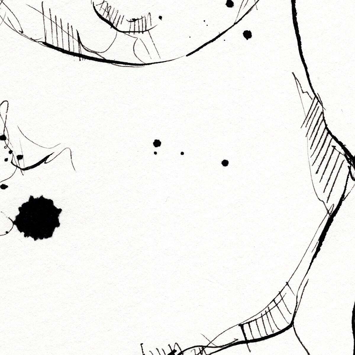 Handsome Bearded Muscle Guy - Original Ink on Paper Artist Brenden Sanborn