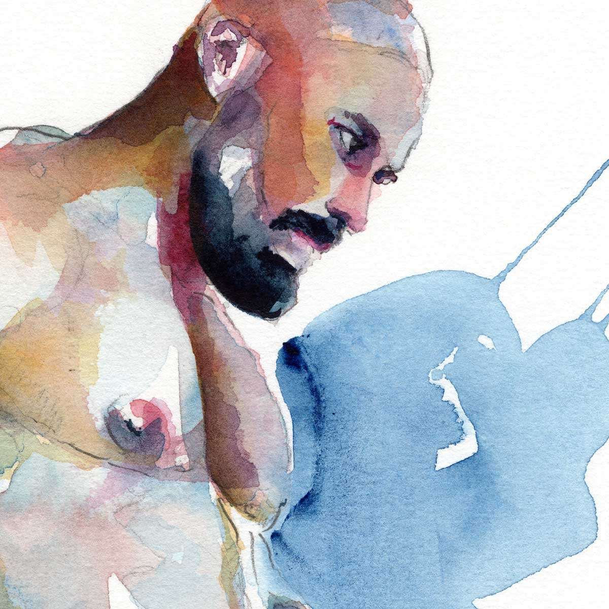 His Thoughts Excited Him - Original Watercolor Painting Artist Brenden Sanborn