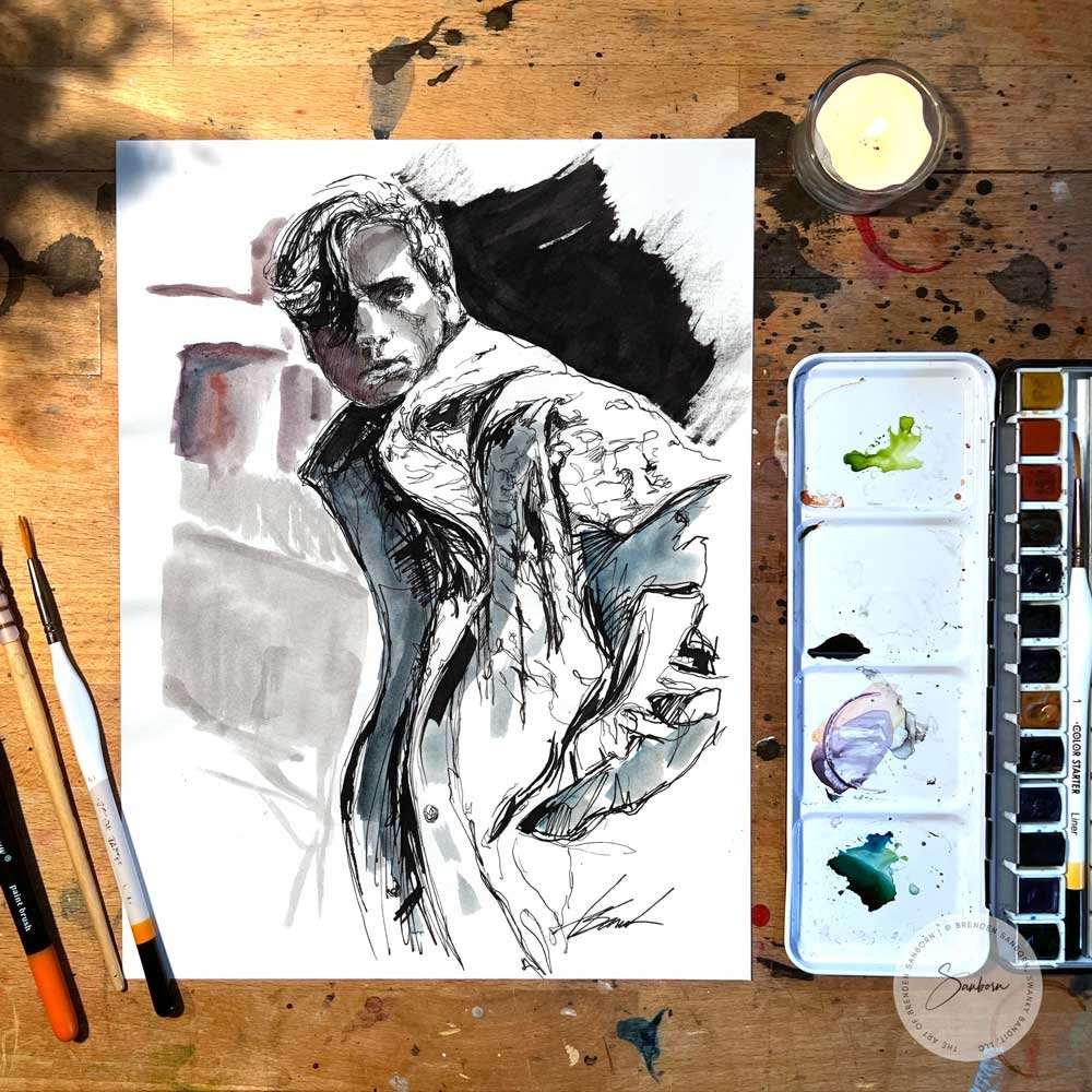 I Saw Him in London - Original Ink on Paper Artist Brenden Sanborn