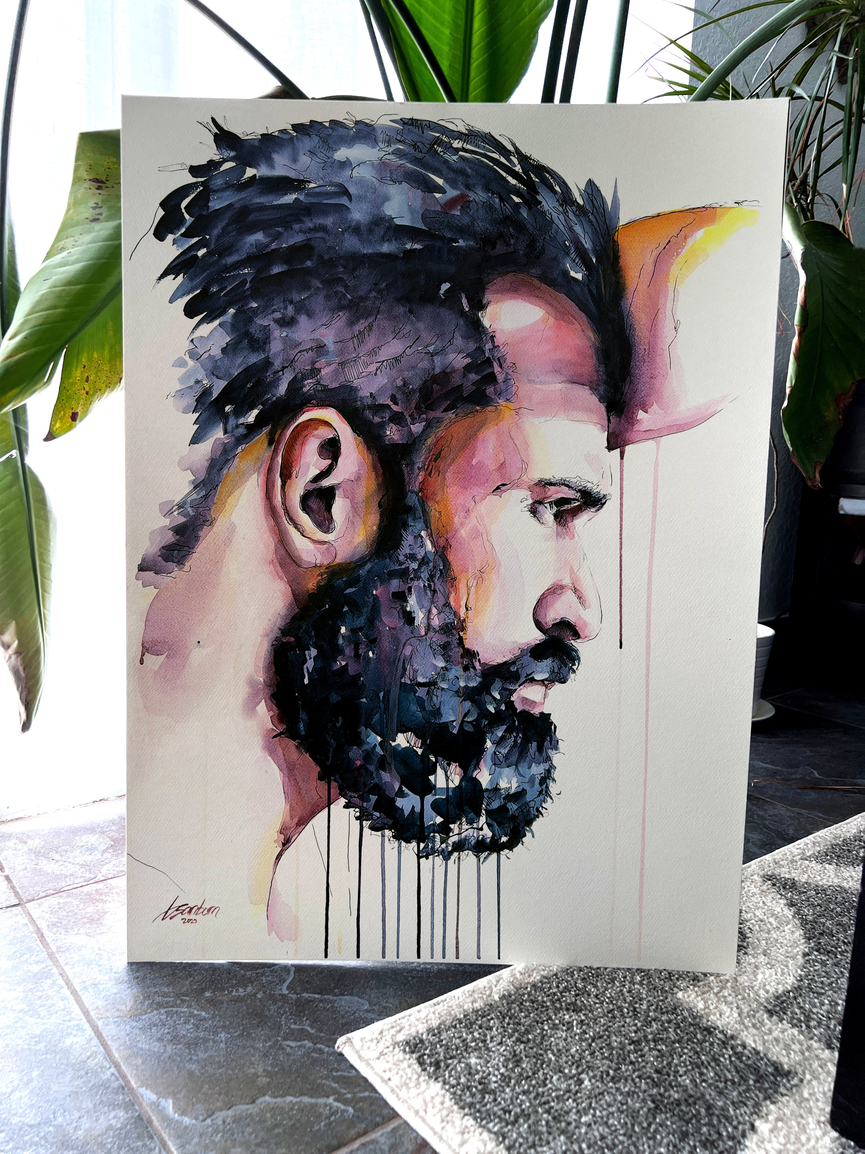 Weight of Quiet Fire – 22x30" Original Watercolor Artist Brenden Sanborn