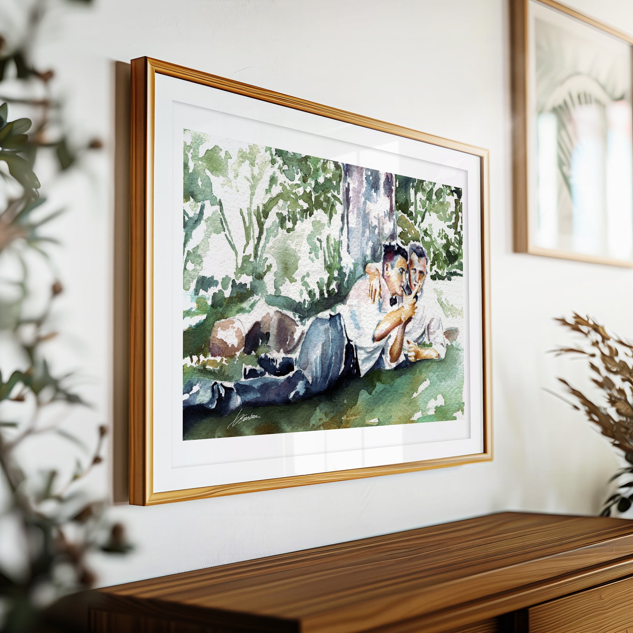 Sharing a Secret in the Shade - Art Print Artist Brenden Sanborn