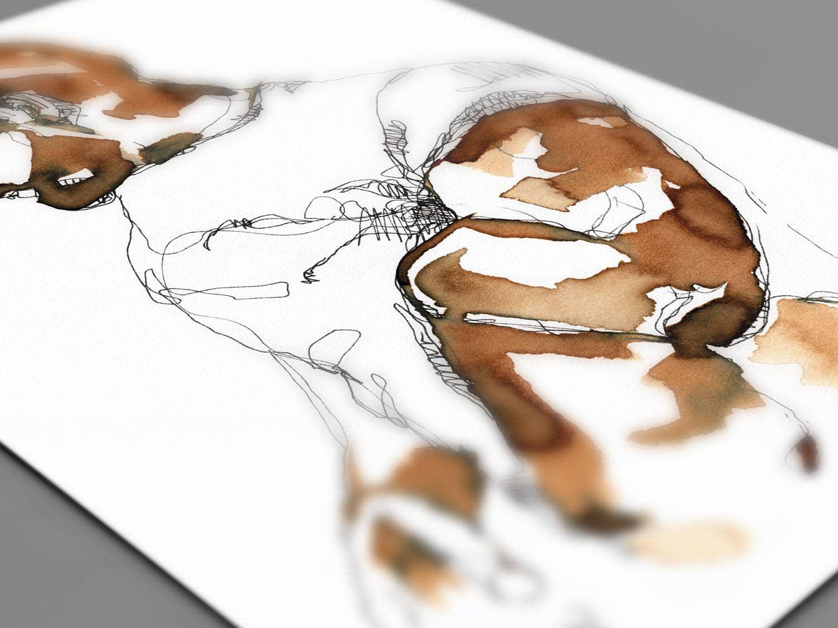 Man lifting his White T-shirt - Original Coffee Art Artist Brenden Sanborn