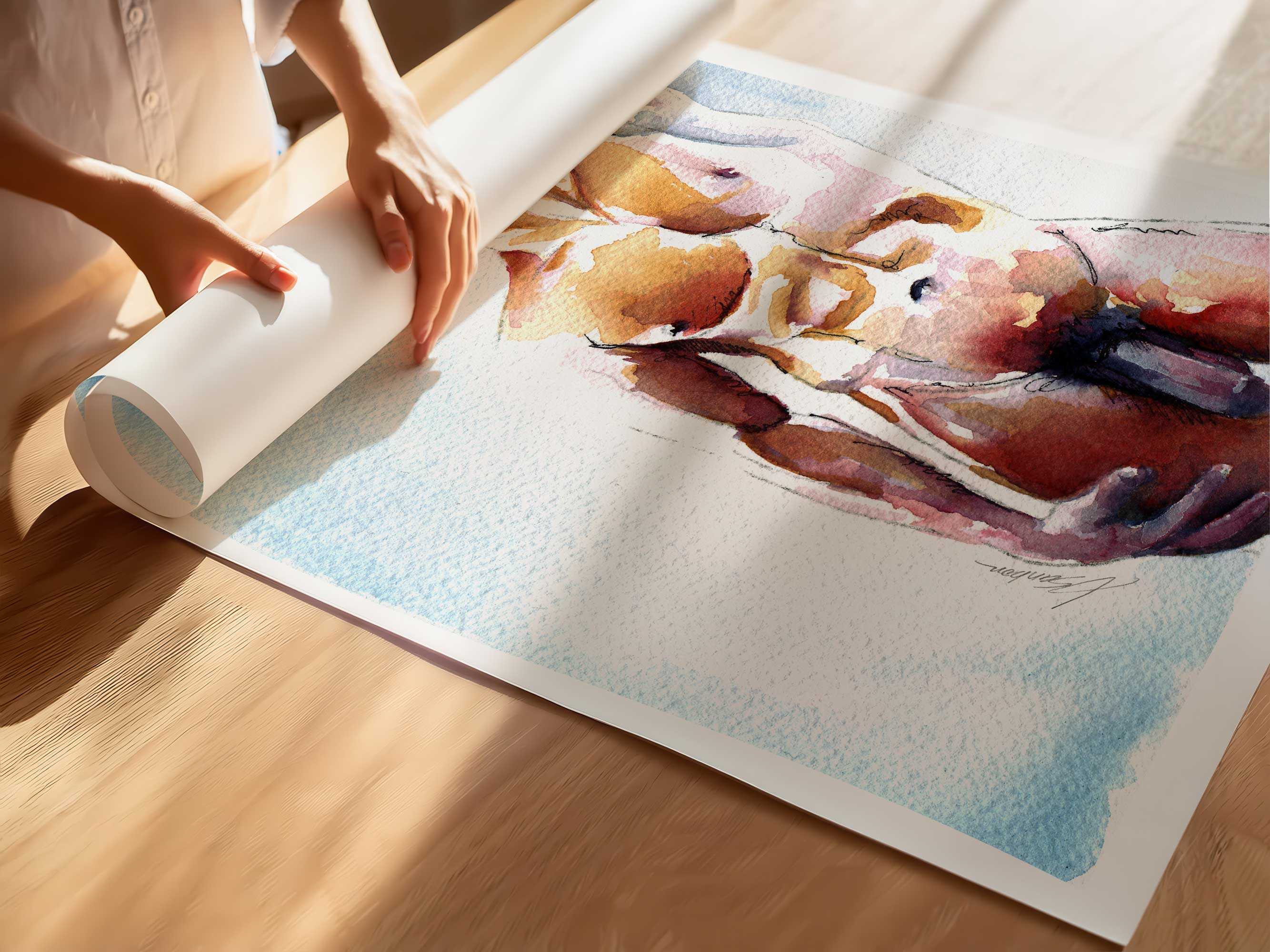 Scruffy Male Nude Stretching in Sunlight - Art Print Artist Brenden Sanborn