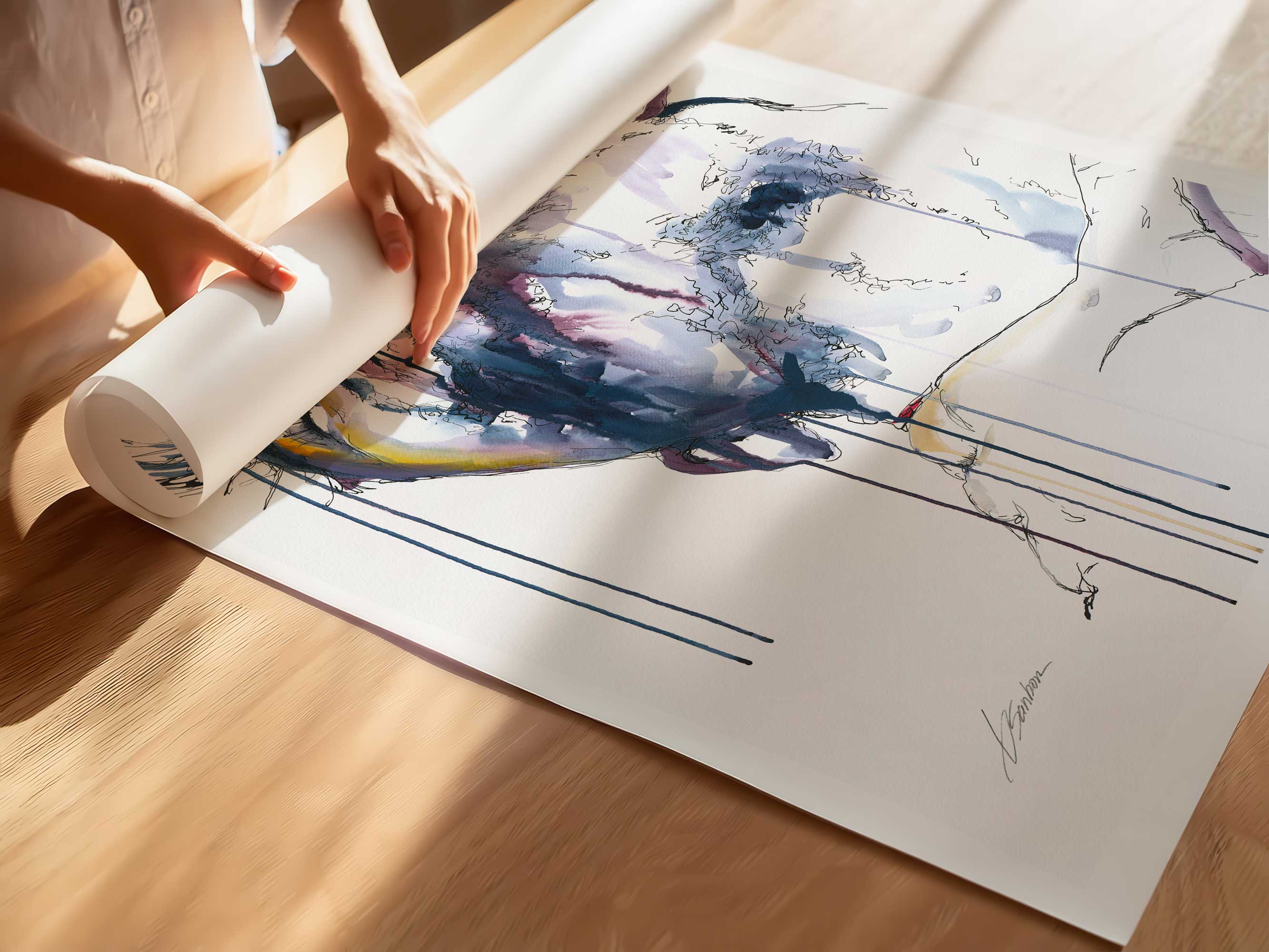 Man in Shower: Washing Neck with a Glimpse of Sensual Lust - Art Print Artist Brenden Sanborn