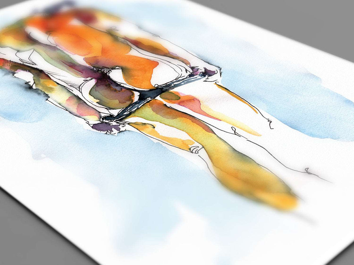 Classical Male Physique in Ink & Watercolor: A Revealing Pose Artist Brenden Sanborn