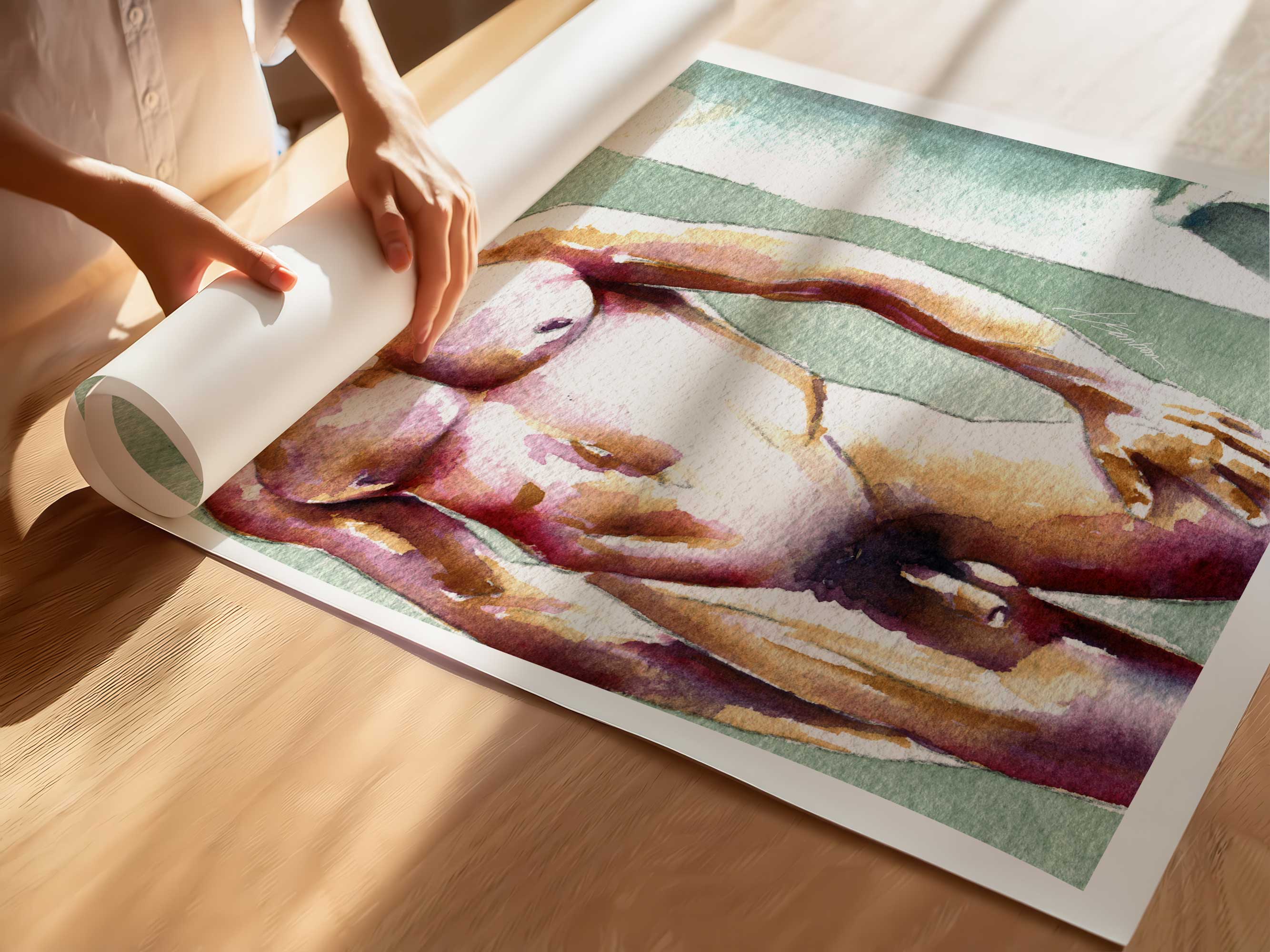 Standing Nude Male with Soft Expression - Art Print Artist Brenden Sanborn