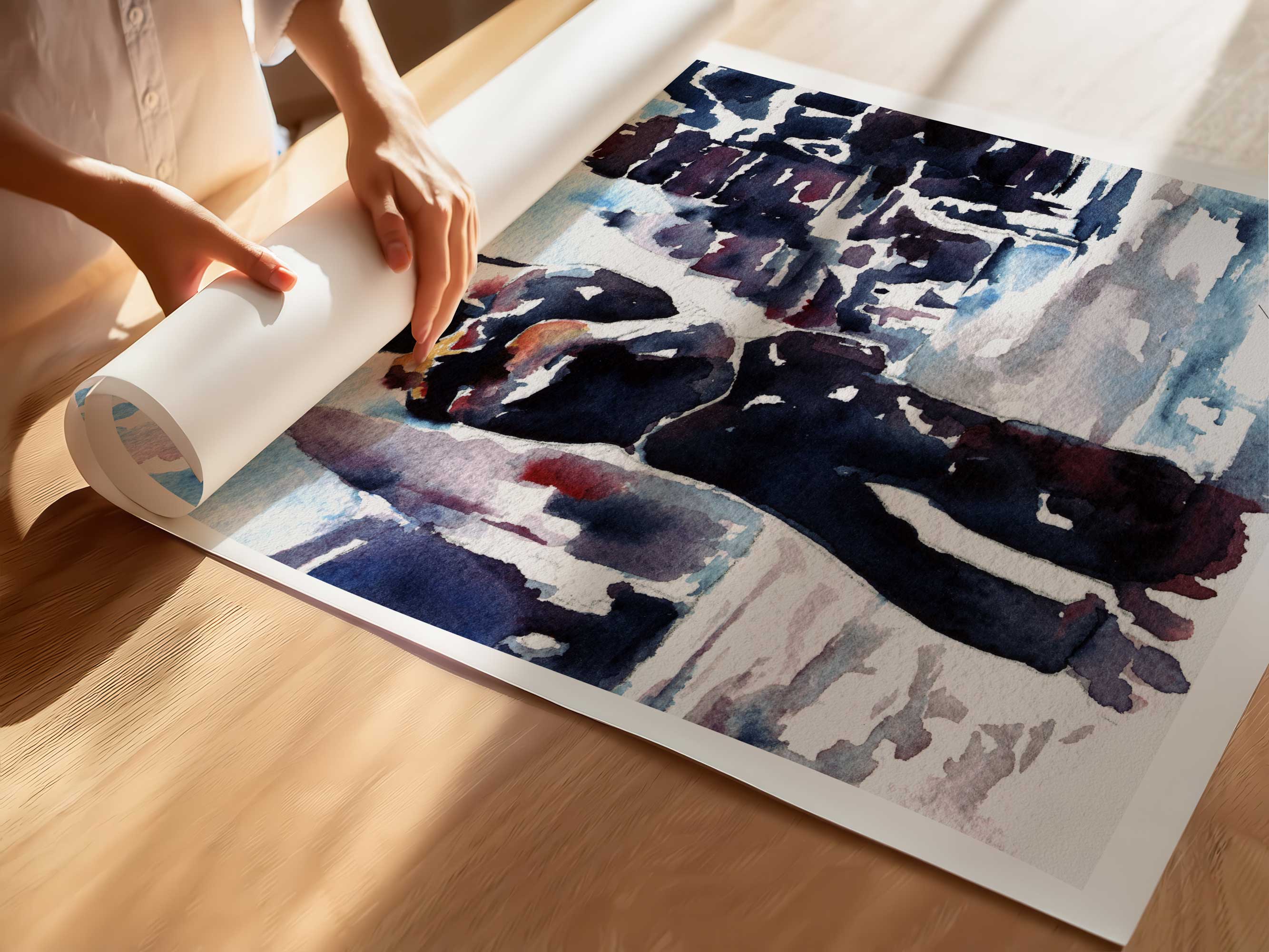 City Lights and Lovers Embracing – Art Print Artist Brenden Sanborn