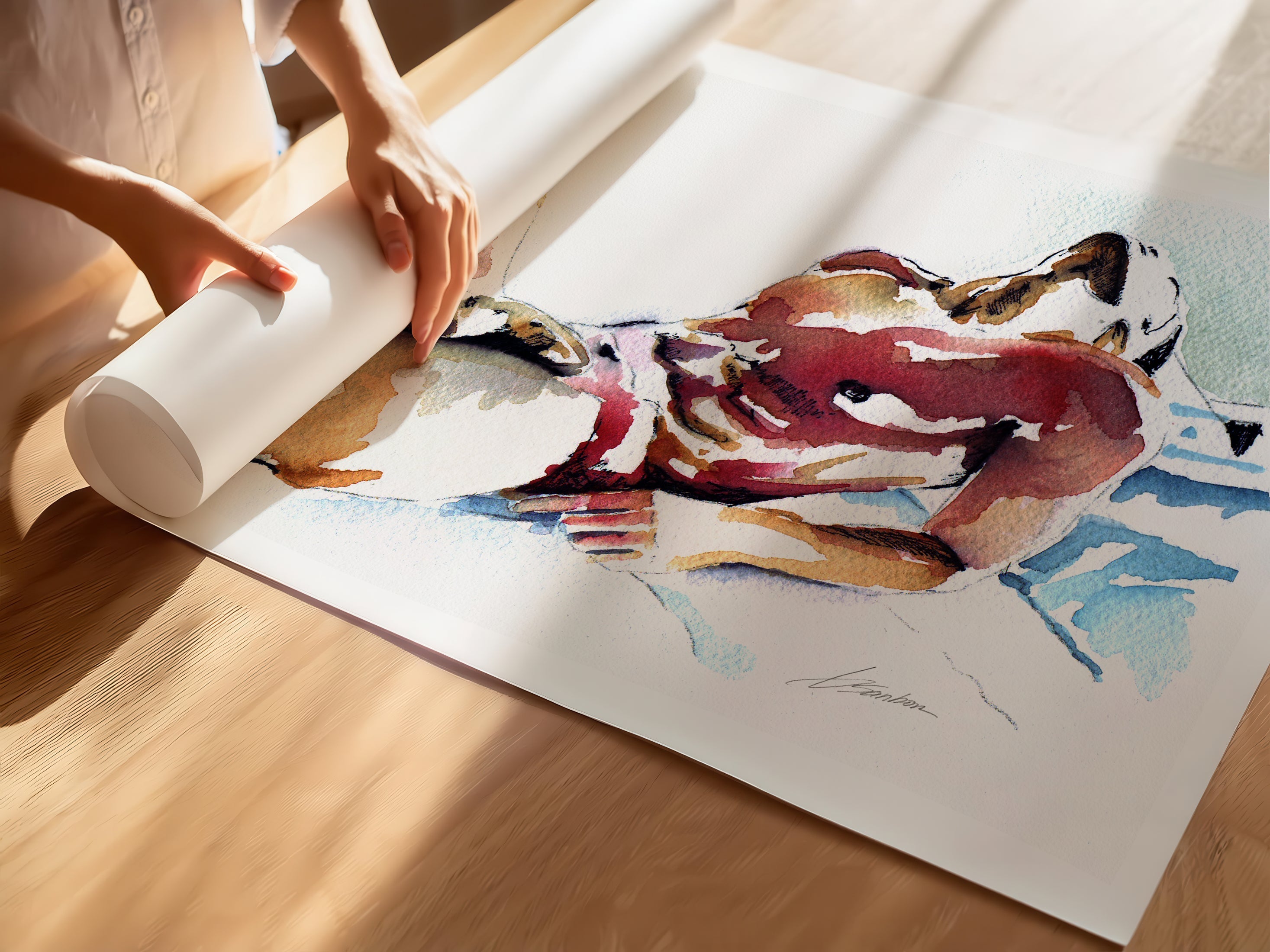 Reclined Nude Male Resting in Sunlight - Art Print Artist Brenden Sanborn