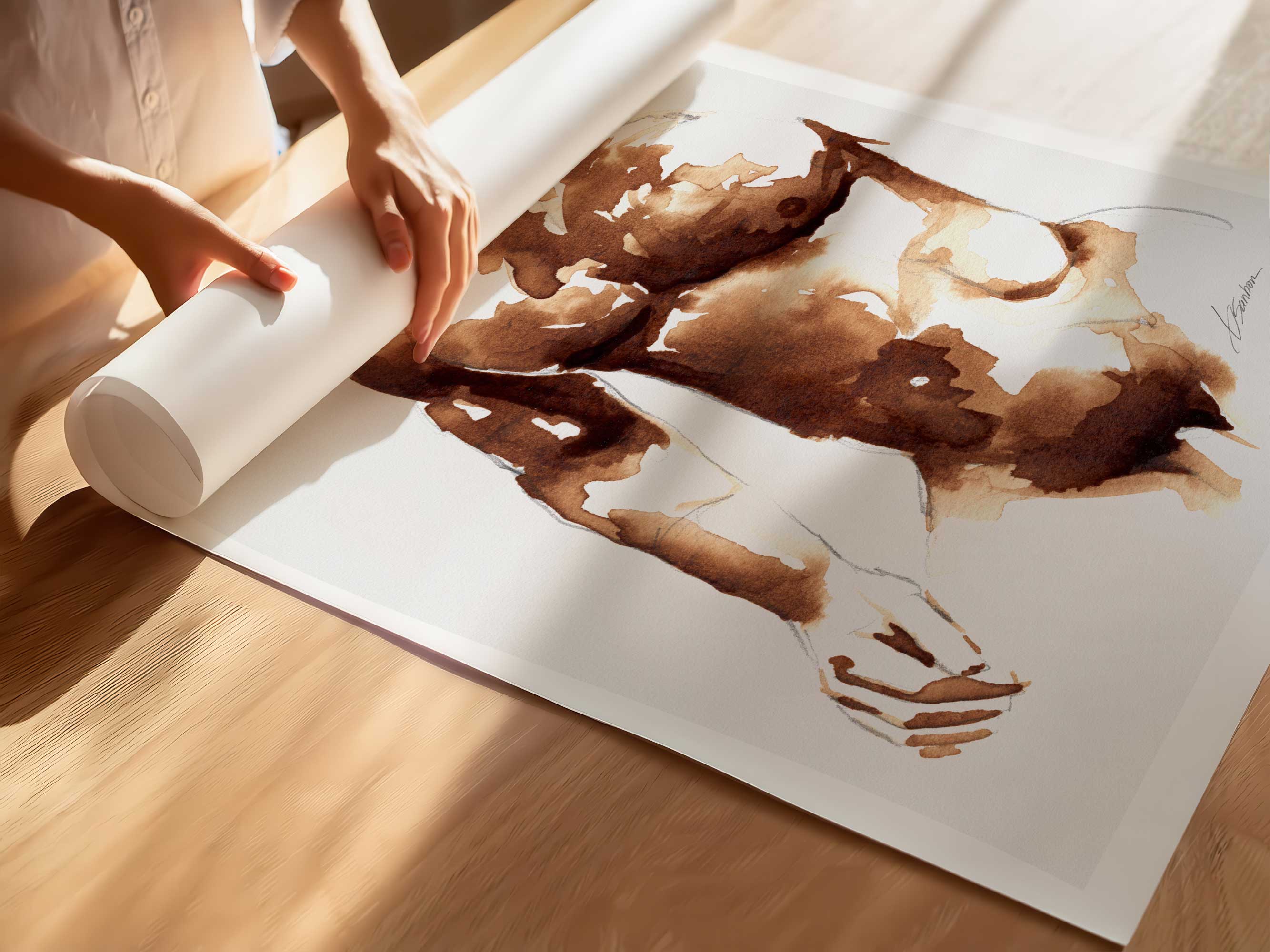 Coffee-Toned Male Torso - Art Print Artist Brenden Sanborn