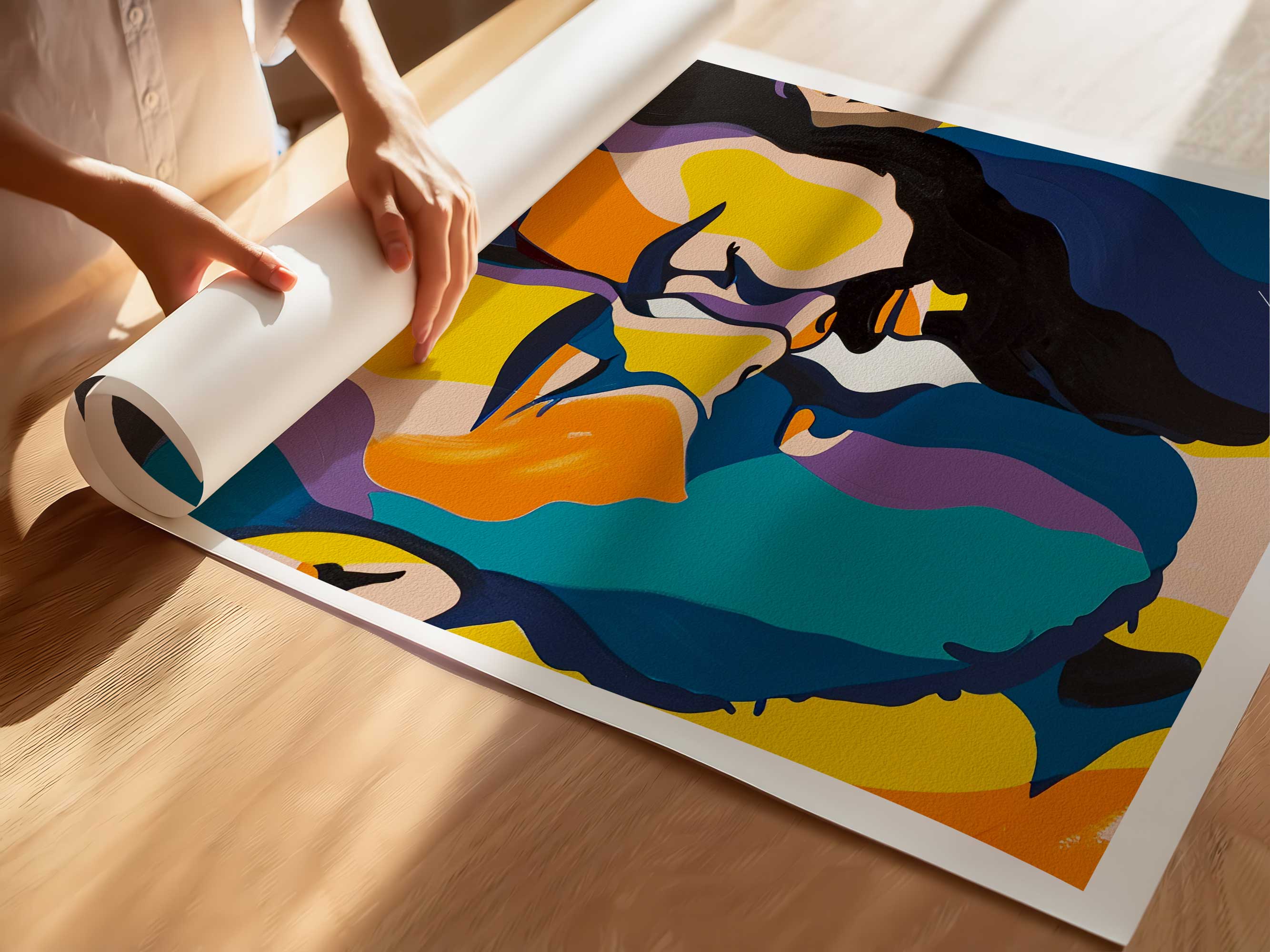 Bearded Lovers Lost in Colorful Harmony – Art Print Artist Brenden Sanborn