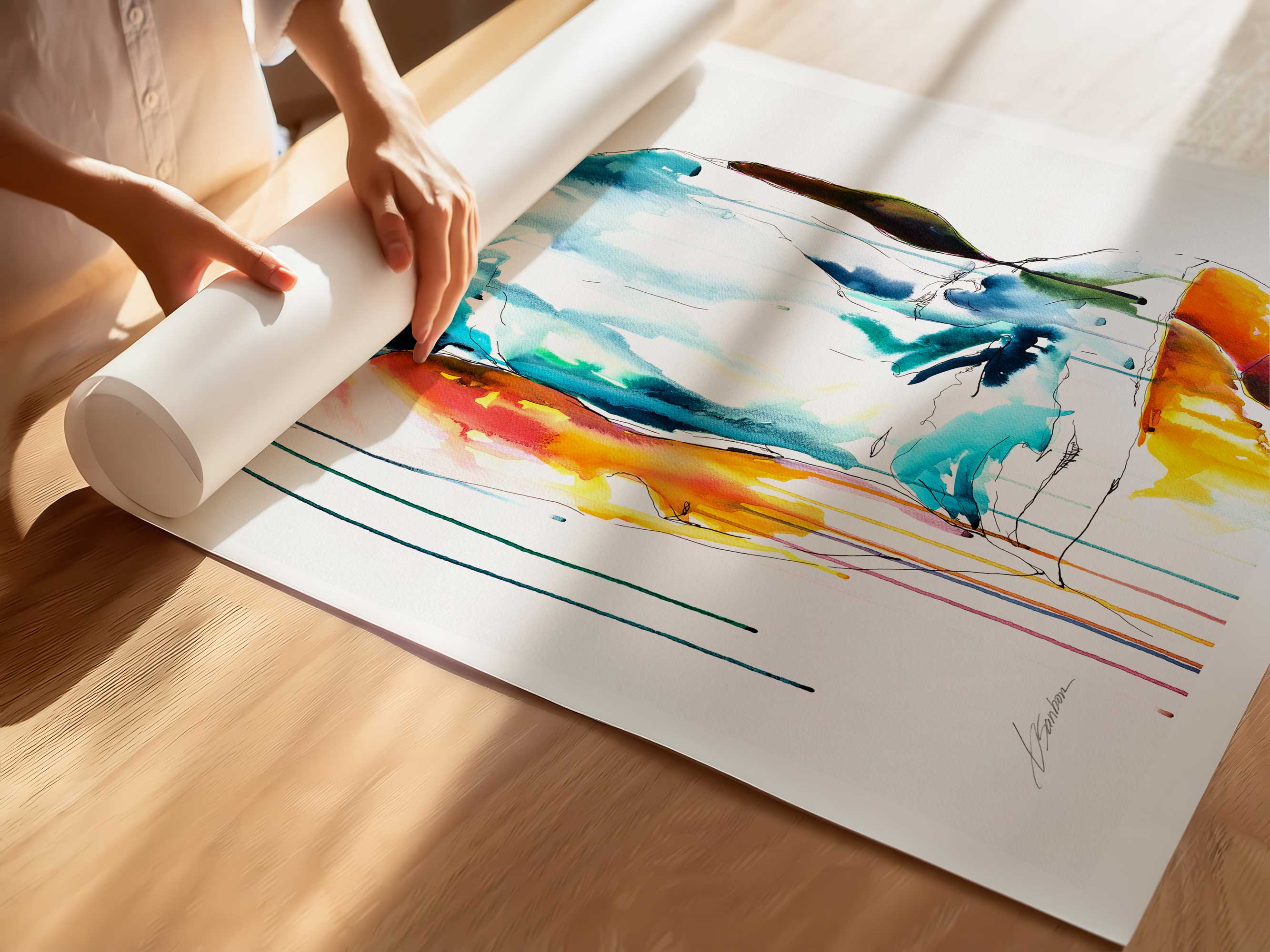 Back View of Male Figure Draped in Cloth with Bowed Head - Art Print Artist Brenden Sanborn