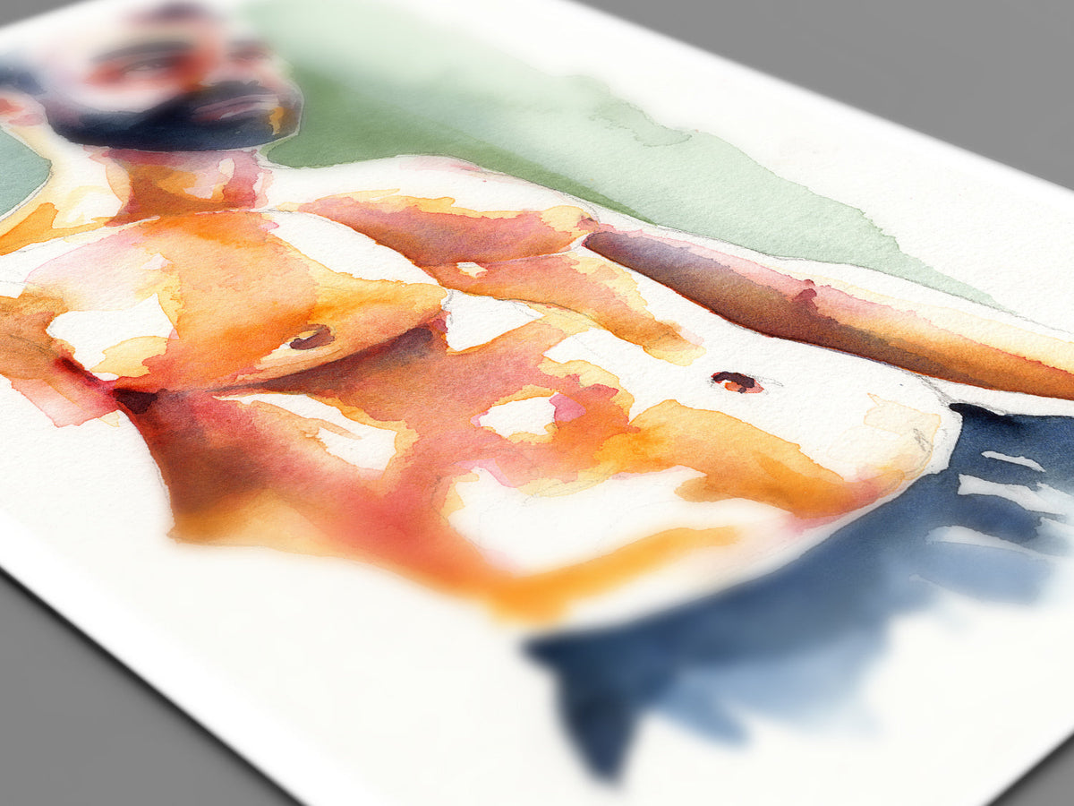Sunlit Strength - Chiseled Torso in Warm Hues - Original Art Artist Brenden Sanborn
