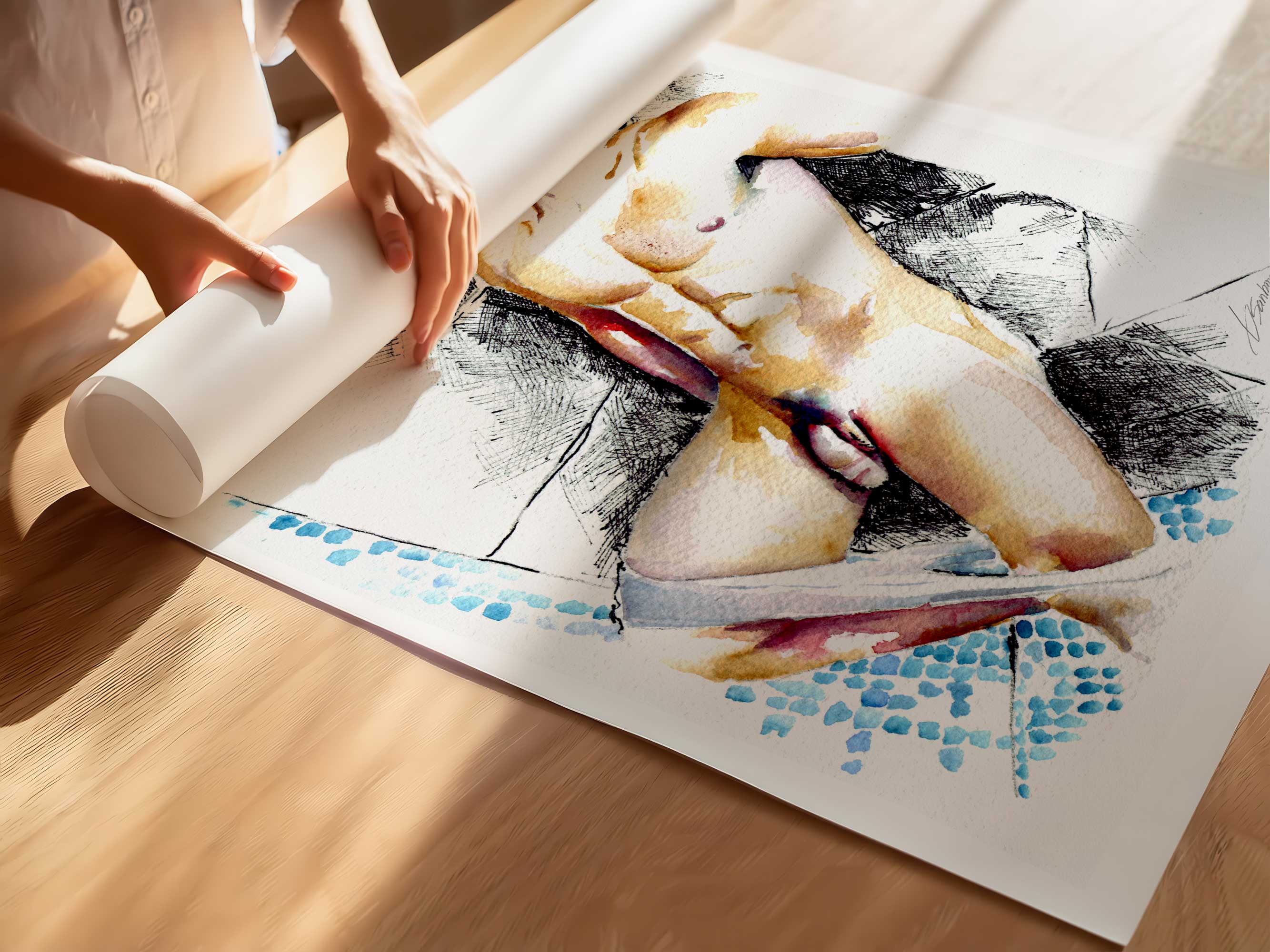 Lost in the Shower Light - Art Print Artist Brenden Sanborn