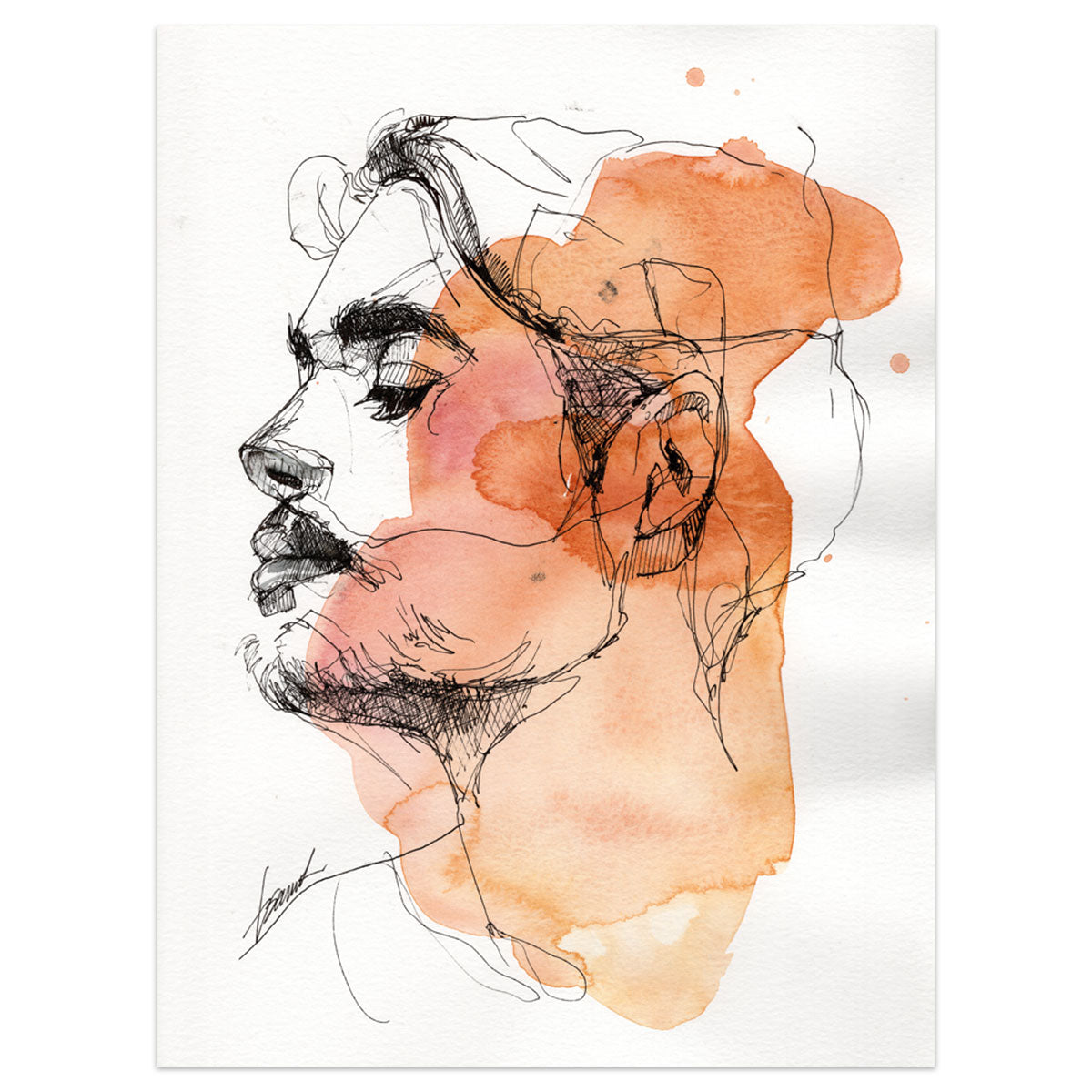 In Between Breaths – 9x12" Original Ink & Watercolor Artist Brenden Sanborn