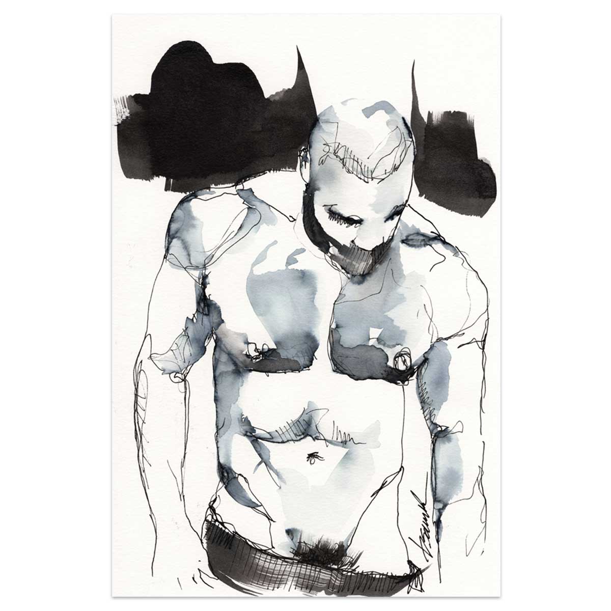 Lean into the Silence – 6x9" Original Ink Artist Brenden Sanborn