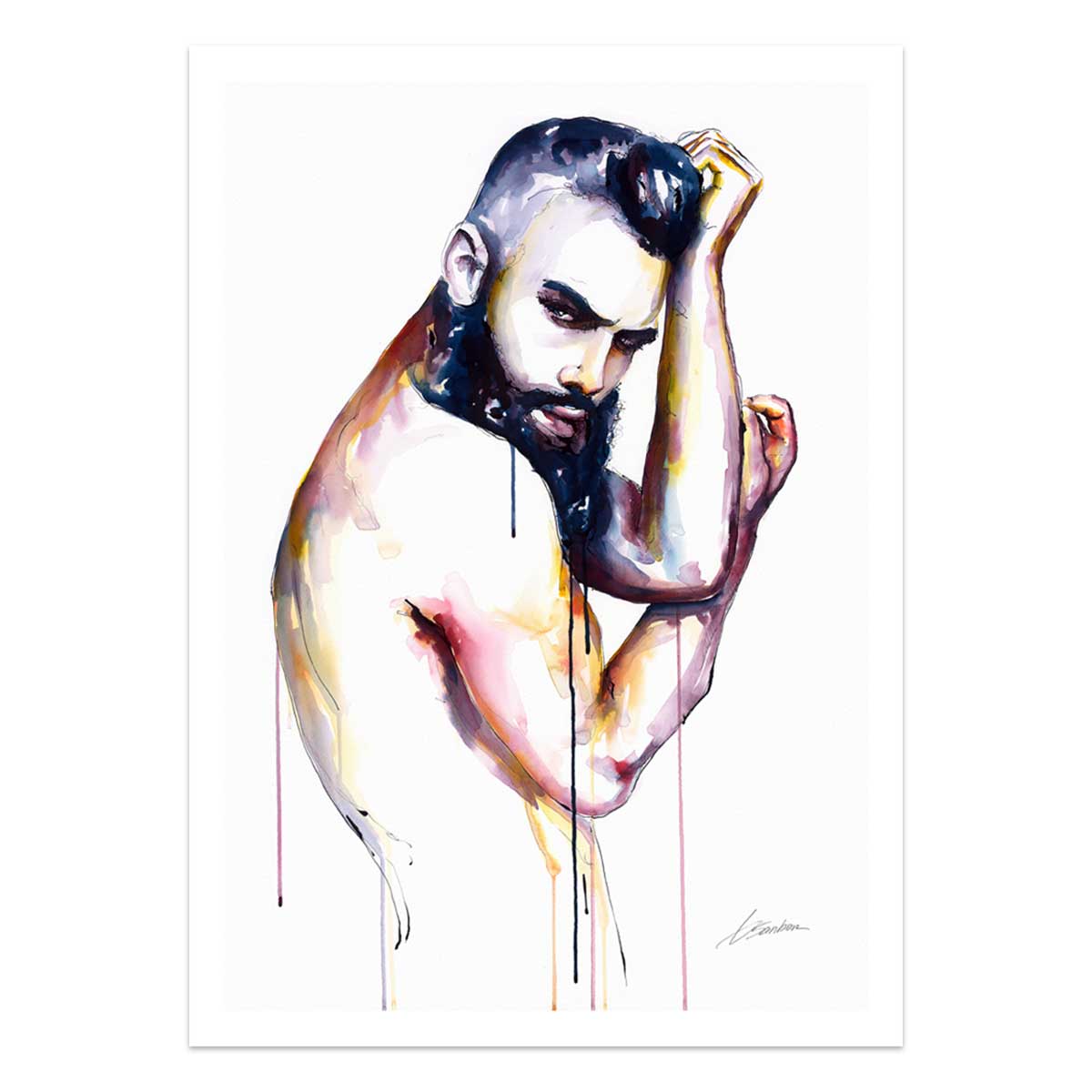Bearded Male Figure in a Defiant Twist of Form - Art Print Artist Brenden Sanborn