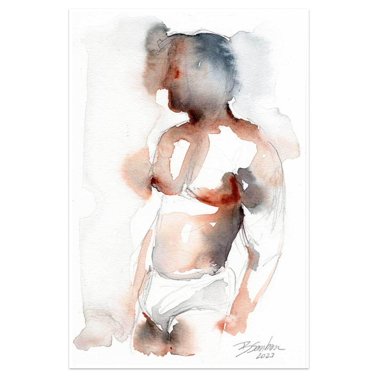 Profile of a Contemplative Male Figure - 6x9" Original Painting Artist Brenden Sanborn