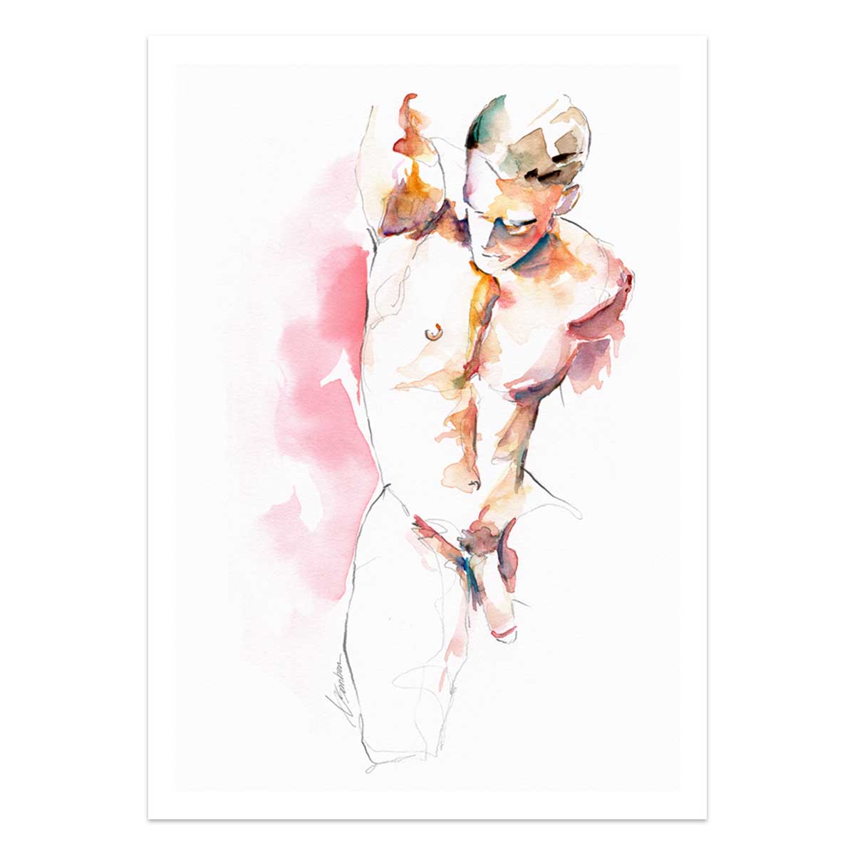 Fluid Male Form in Gentle Motion - Art Print Artist Brenden Sanborn