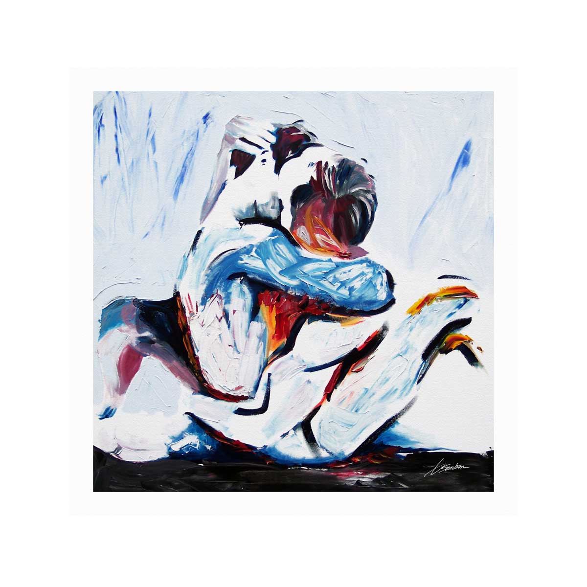 Two Men in Love Tightly Embraced - Art Print Artist Brenden Sanborn