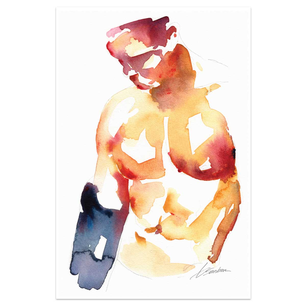 Abstract Muscular Male with Denim - 6x9" Original Painting Artist Brenden Sanborn