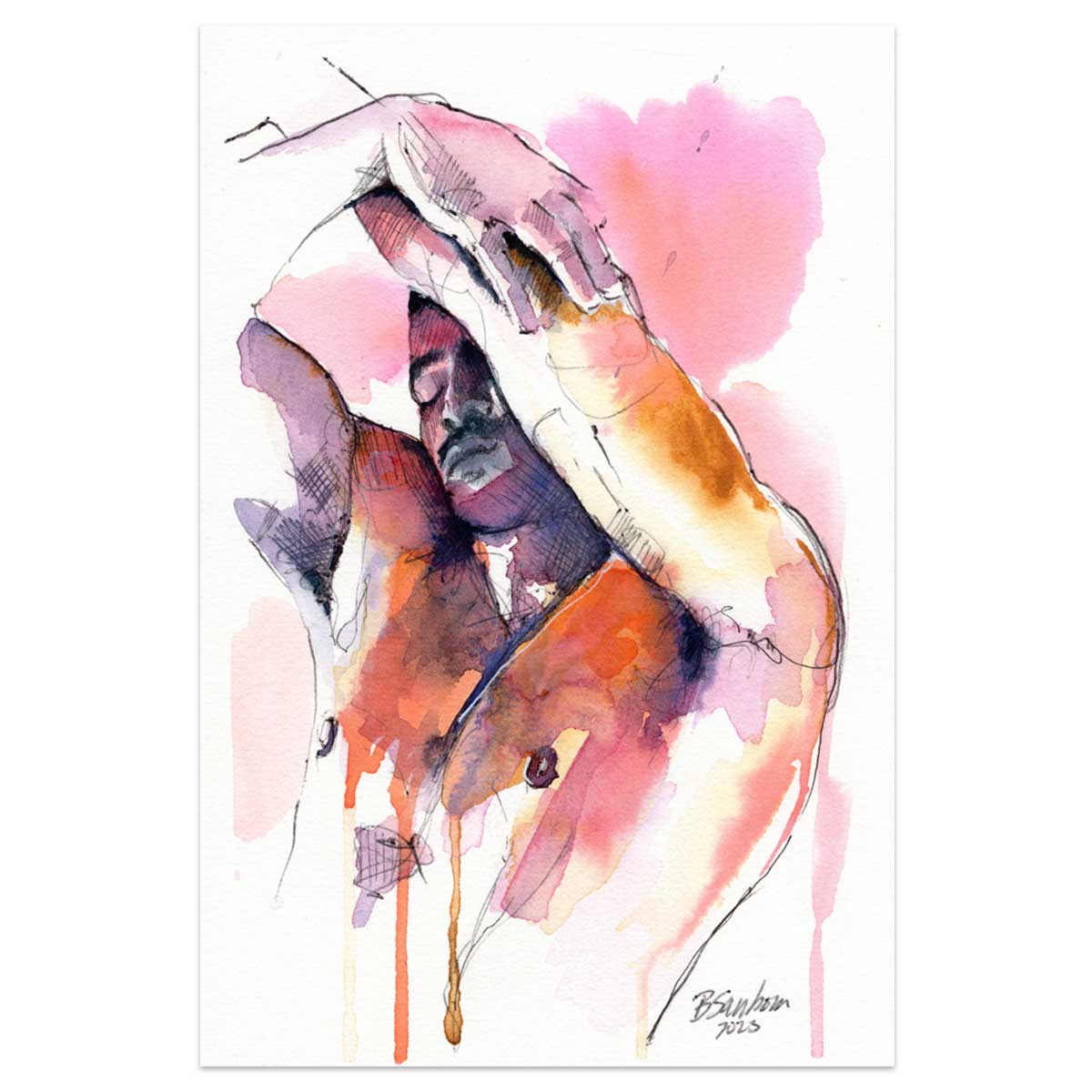 In His Own Rhythm – 6x9" Original Watercolor Artist Brenden Sanborn