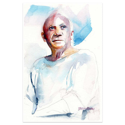 Pablo Picasso in Thought - 6x9" Original Watercolor Painting