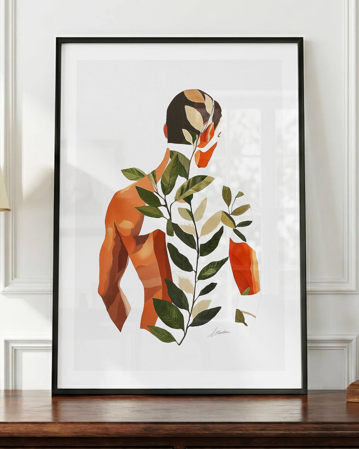 Vine Memory art print in a black frame, shown up close
