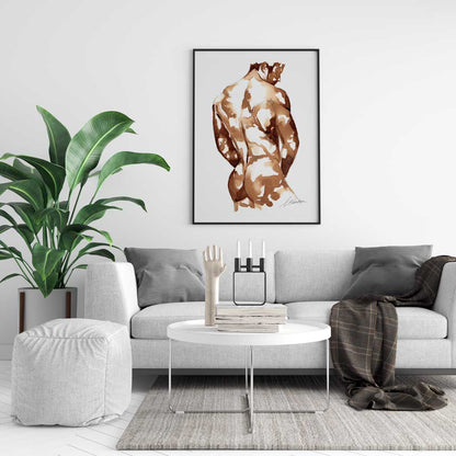 Male butt from behind - Made with Coffee - Art Print