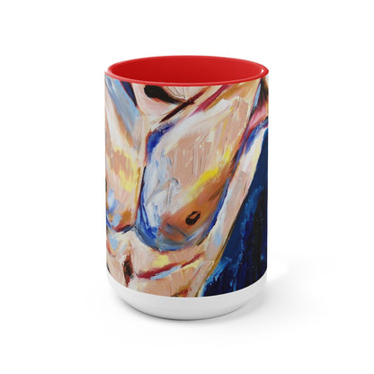 The Strong Male Chest in Oil - Two-Tone Coffee Mugs, 15oz