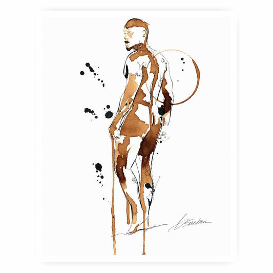 Walking Away - Made with Instant Coffee - Giclee Art Print