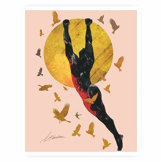 Birds Around the Sun - Male Hanging from Circle- Giclee Art Print